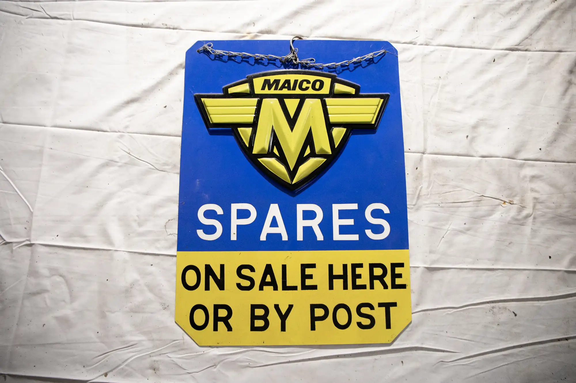 Maico Spares Plastic Hanging Sign -For Sale