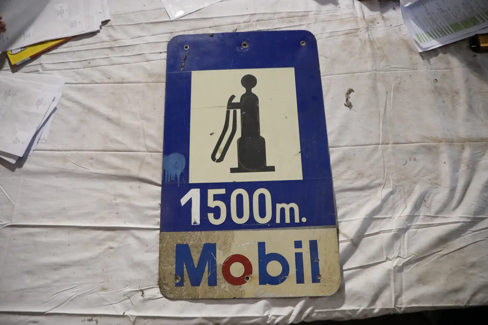 Mobil Petrol 1500m Enamel Sign-For Sale