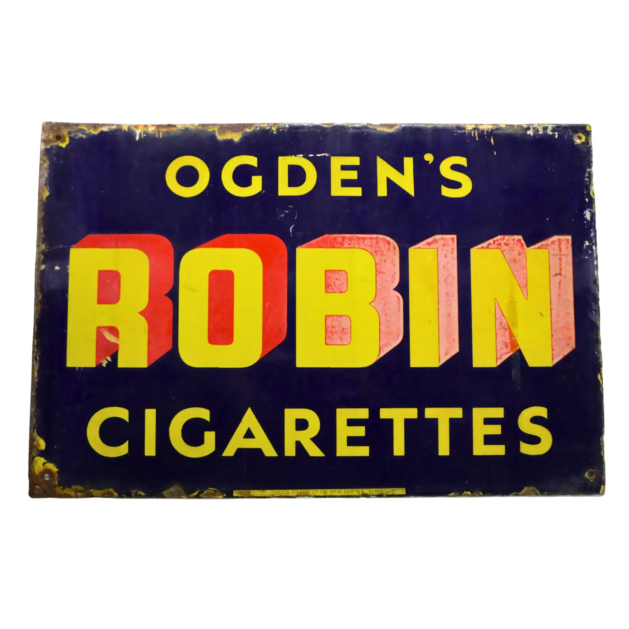 Ogden Robin Cigarettes Enamel Sign -For Sale