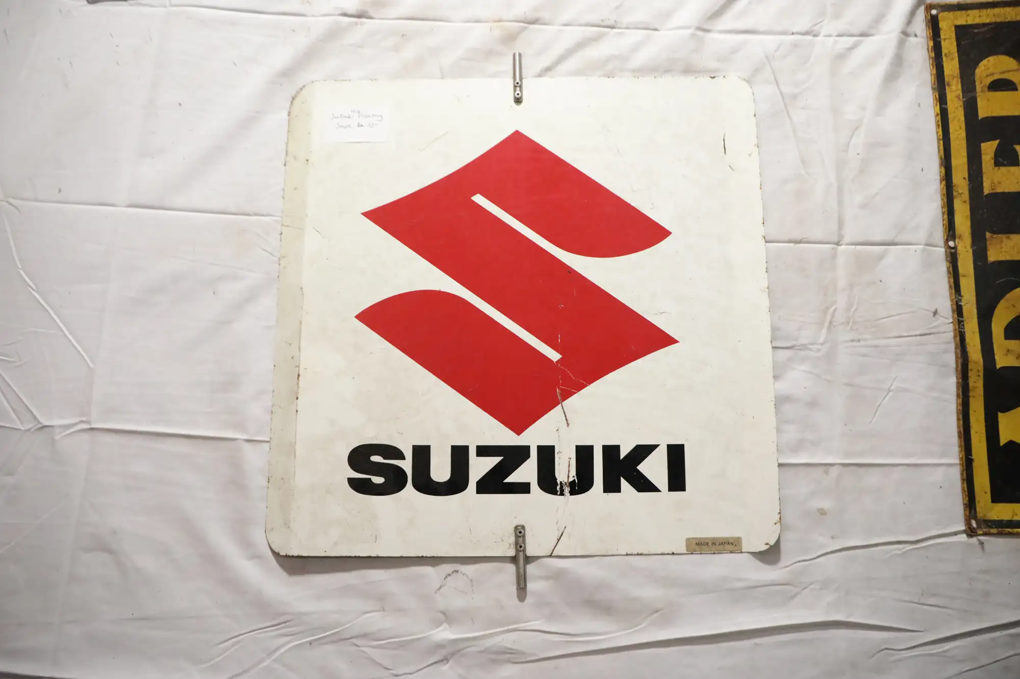 Suzuki Rotating Double Sided Tin Sign -For Sale