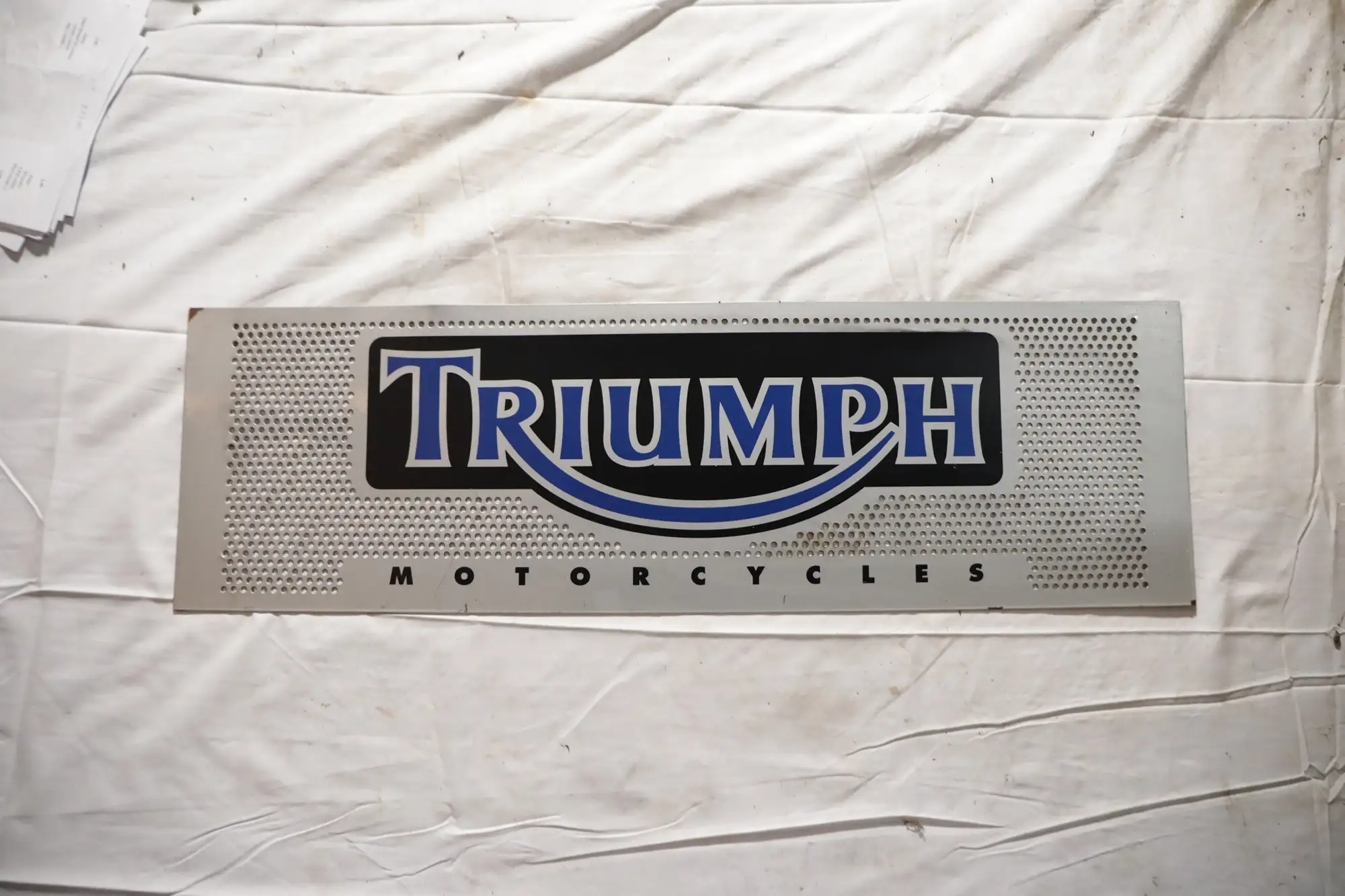 Triumph Perforated Metal Sign-For Sale