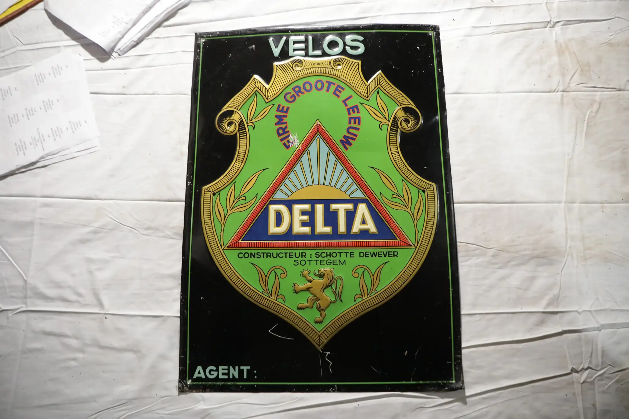 Velos Delta Pressed Tin Sign-For Sale