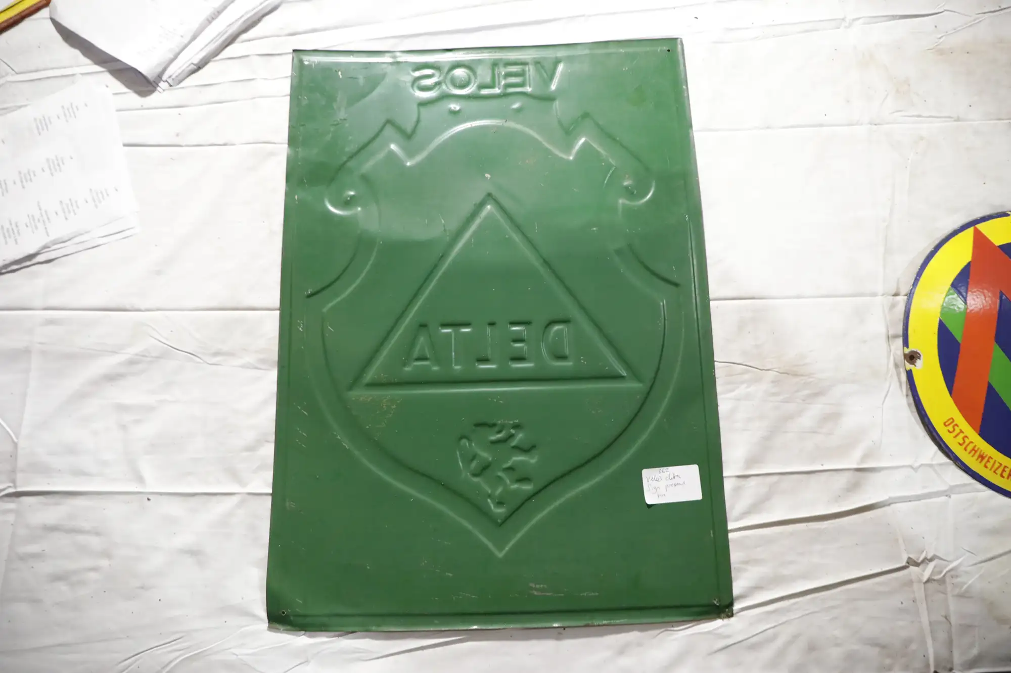 Velos Delta Pressed Tin Sign-For Sale