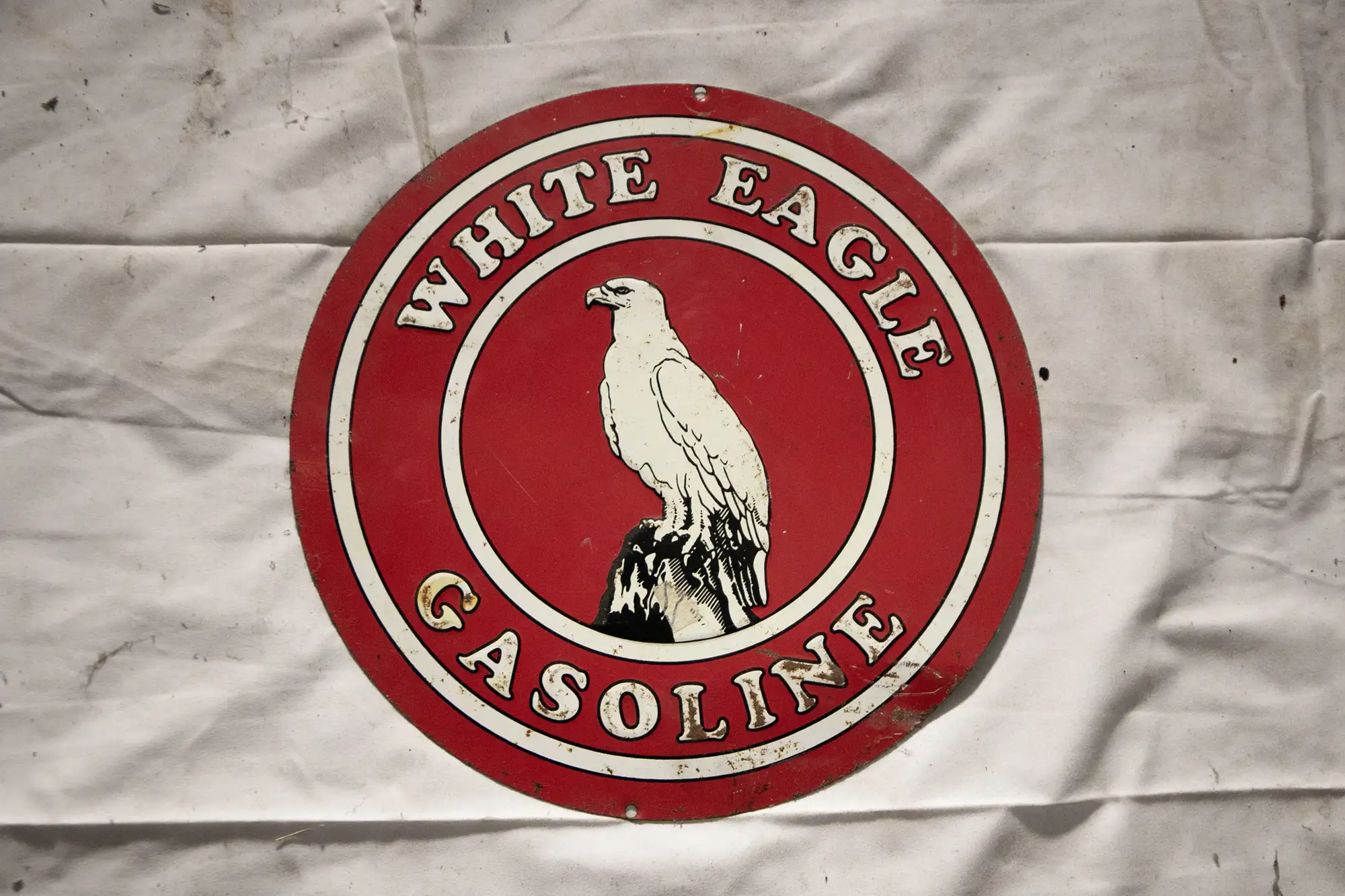 White Eagle Gasoline Round Tin Sign -For Sale
