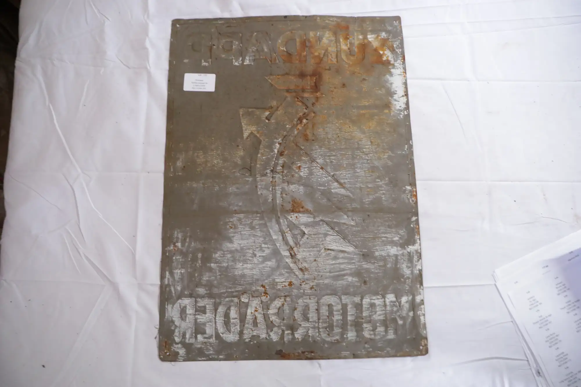 1920s Zundapp Motorrader Pressed Tin Sign-For Sale