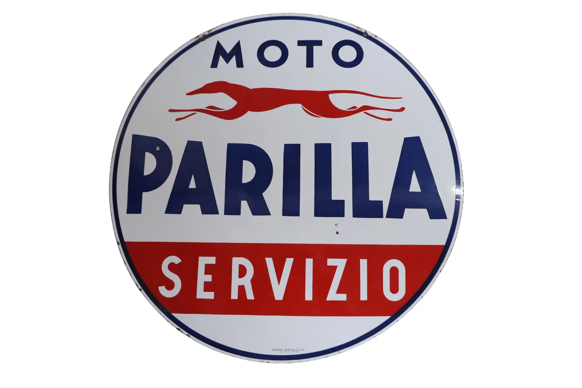 C.1950s Moto Parilla Servizio Enamel Sign-For Sale