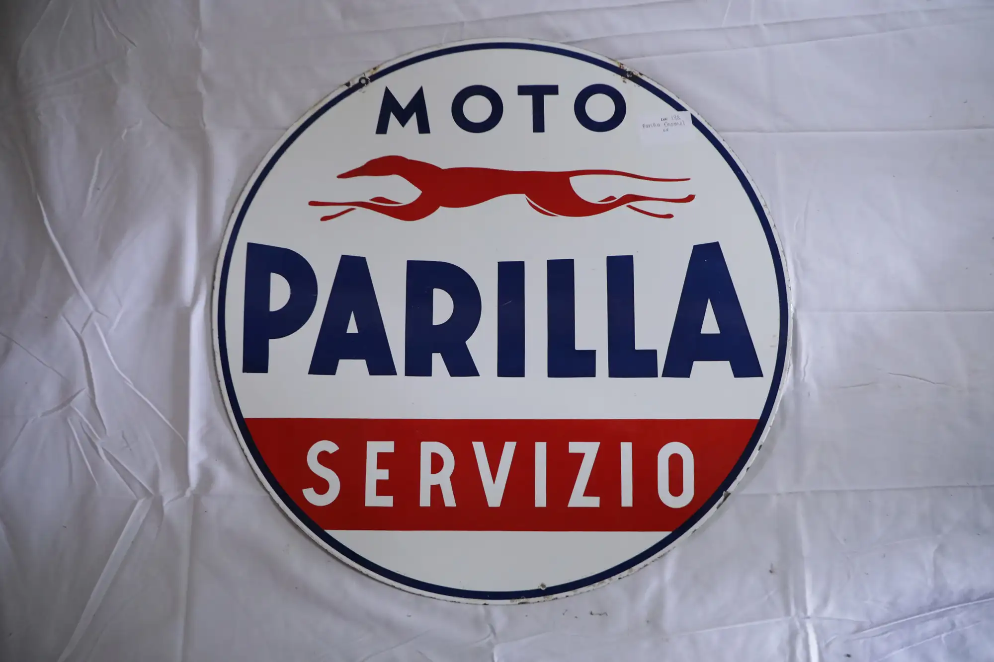 C.1950s Moto Parilla Servizio Enamel Sign-For Sale
