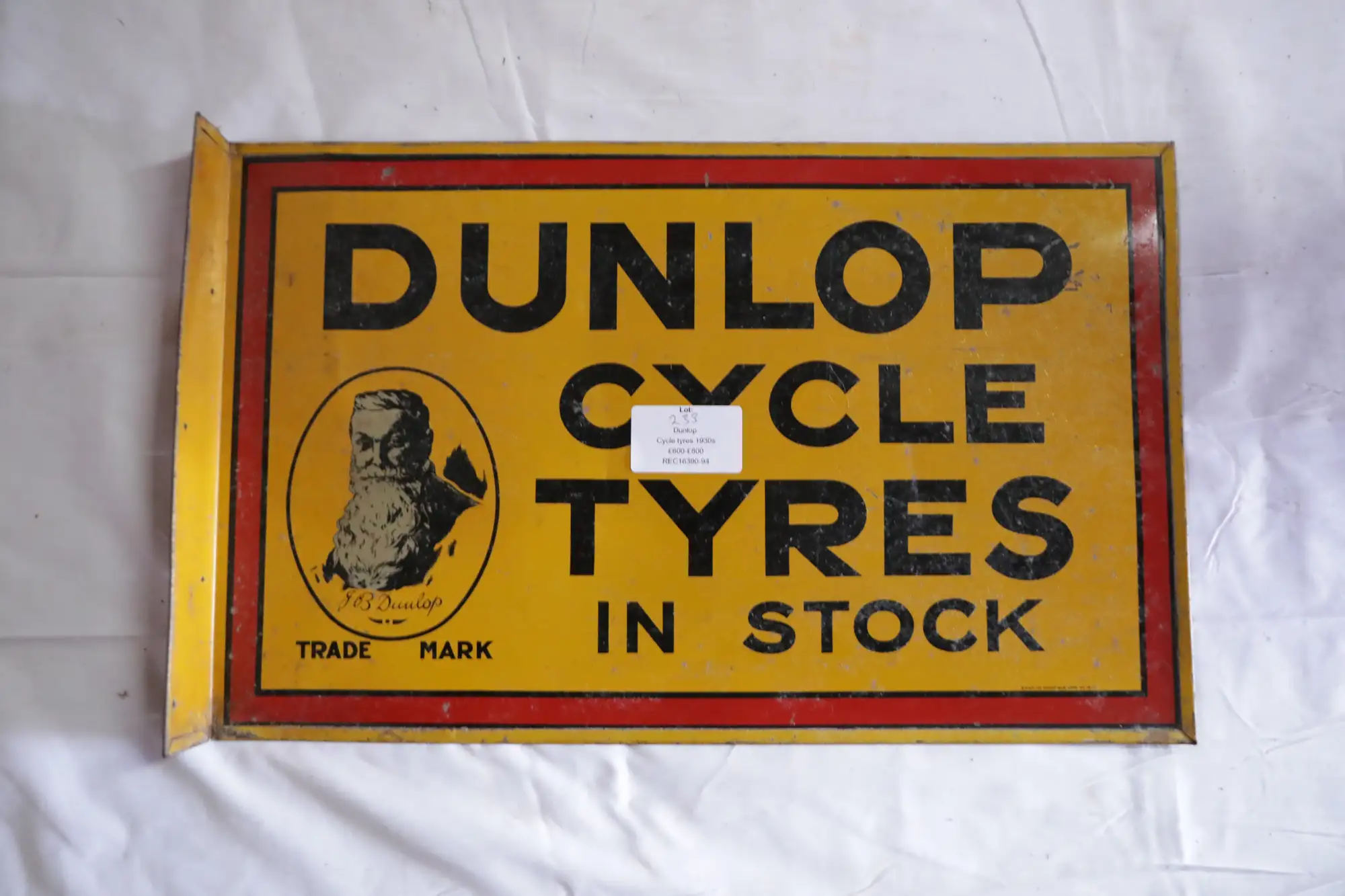 1930s Dunlop Cycle Tyres Enamel Sign-For Sale