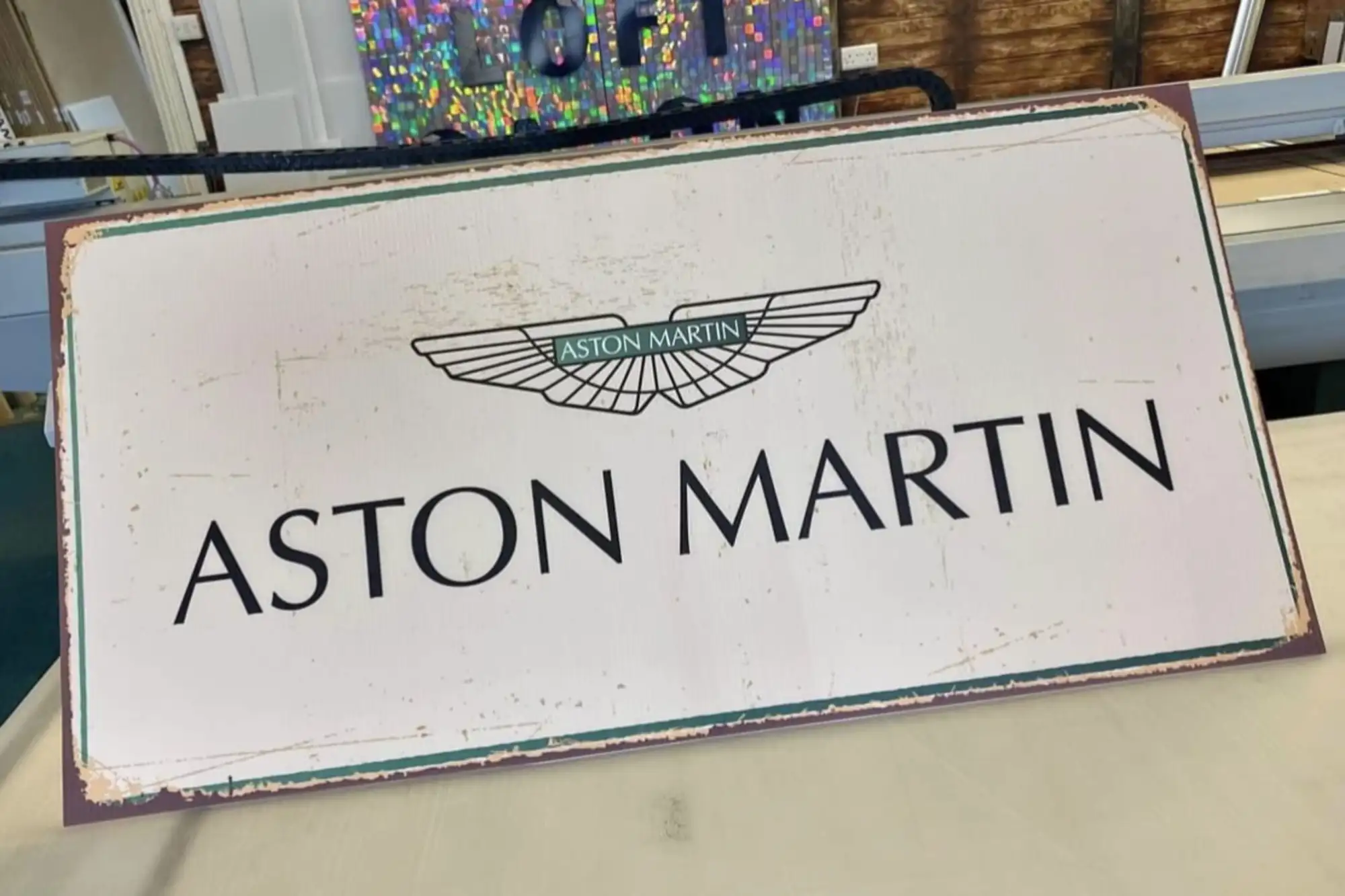 'Aston Martin' Large Plastic Sign-For Sale