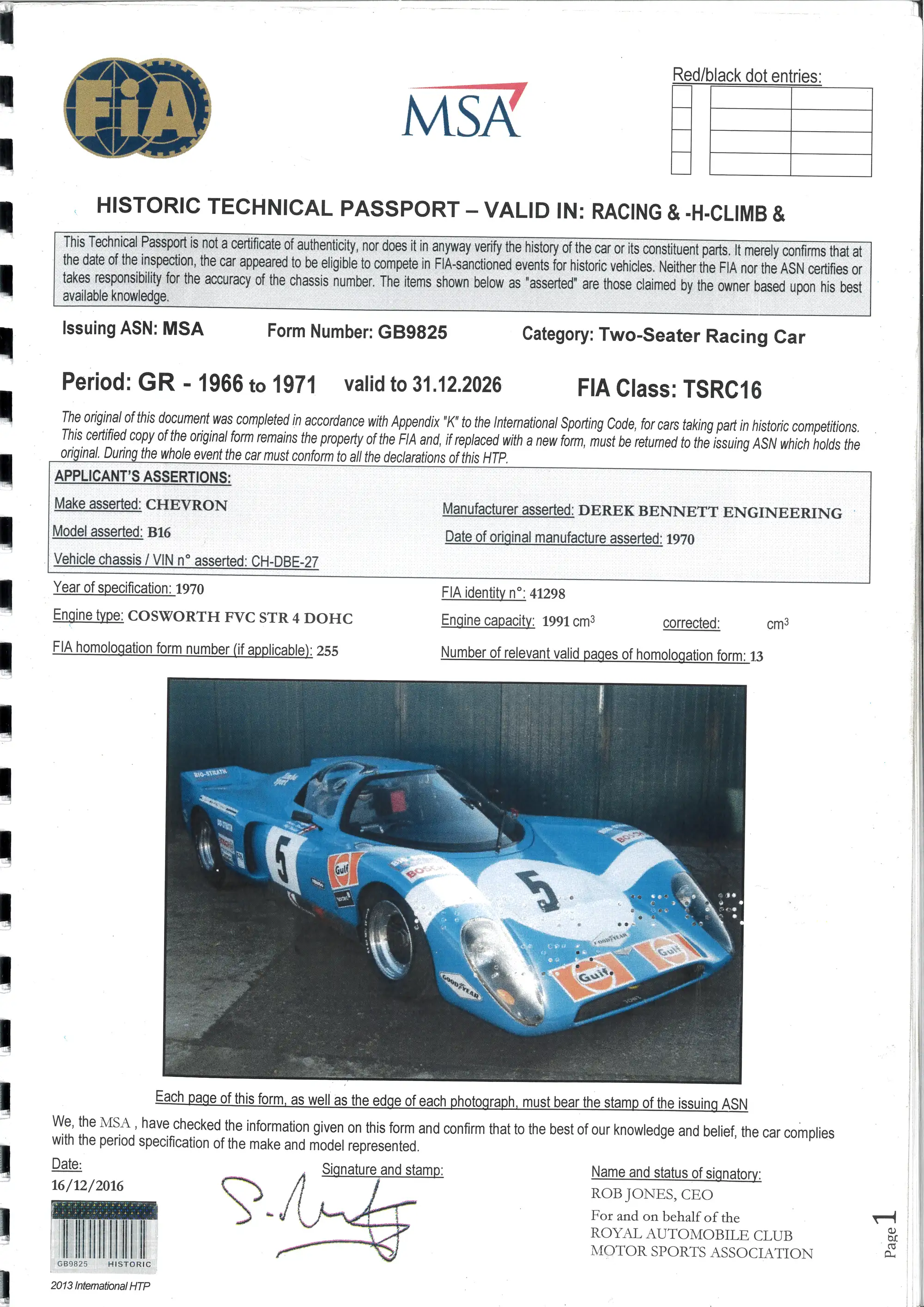 1970 Chevron Cosworth B16 Sports Racer-Sold