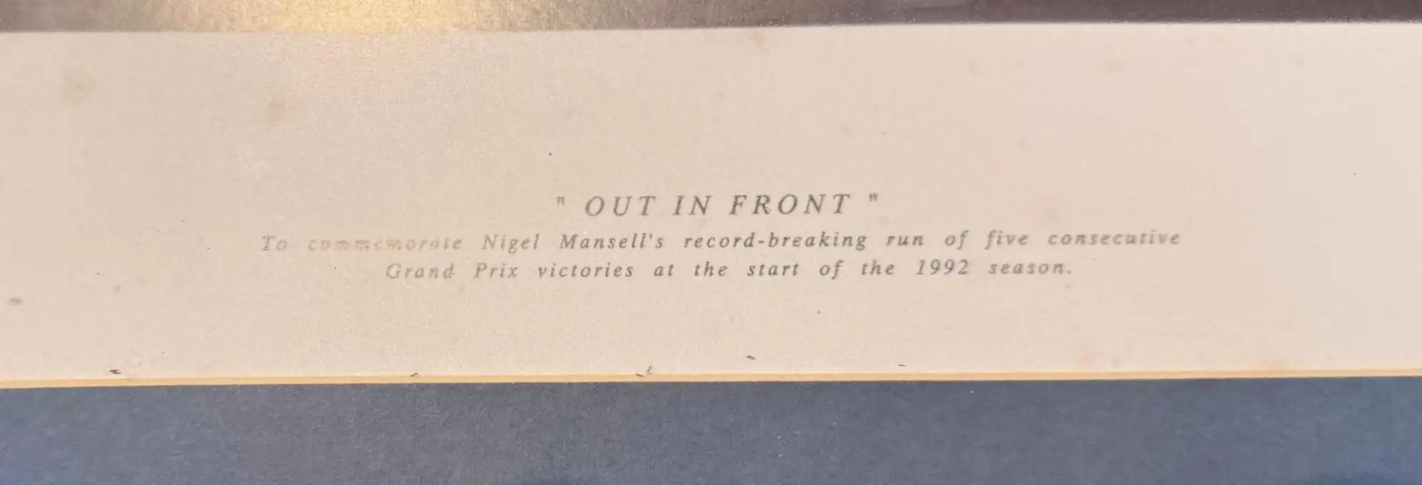 'Out in Front' Nigel Mansell CBE Signed Peter Sissons Limite-For Sale