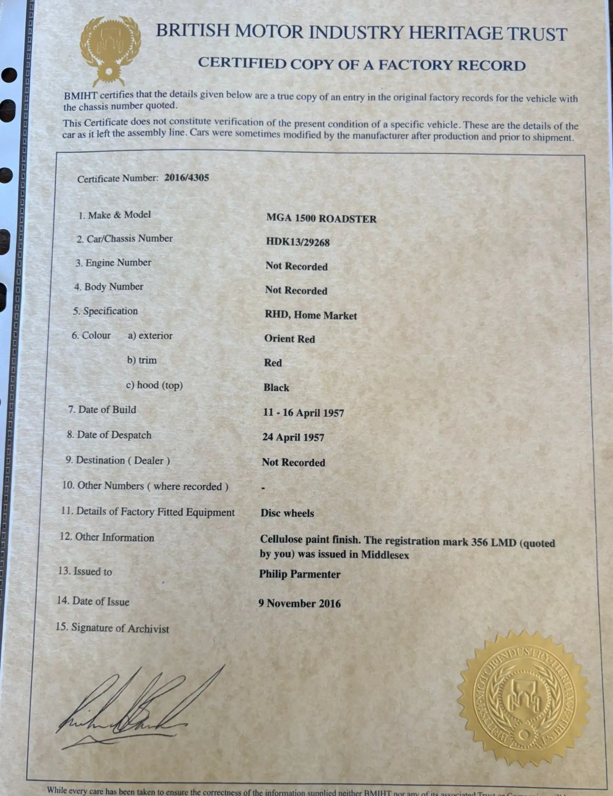 1957 MGA 1500 Roadster-For Sale