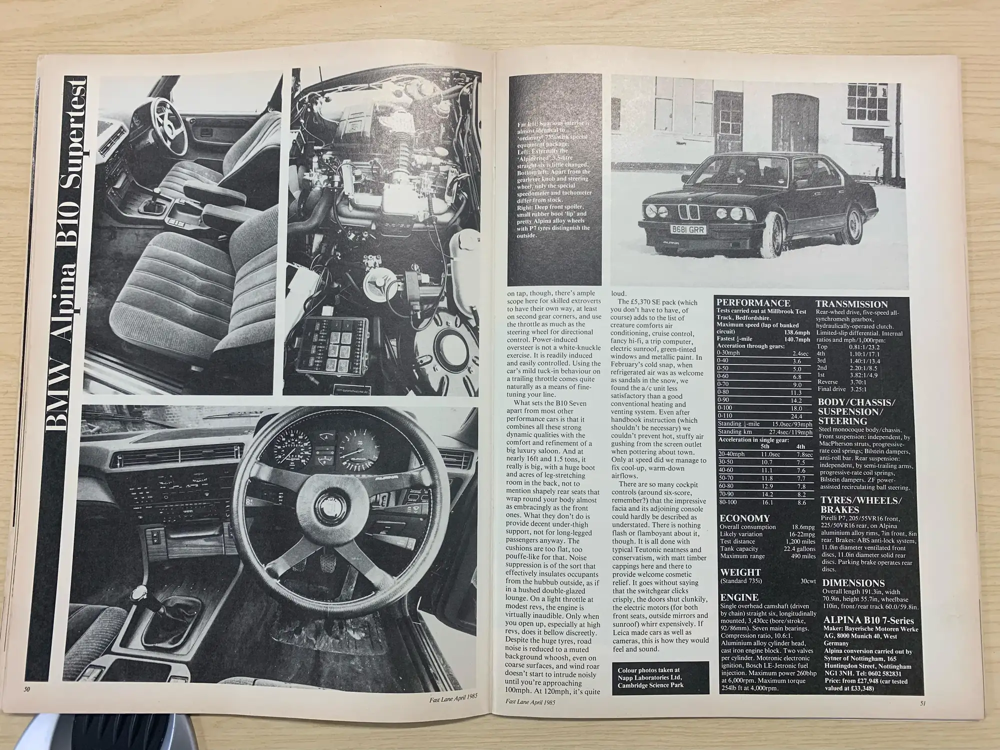 1985 BMW 735 (E23) Alpina B10 3.5  -Sold