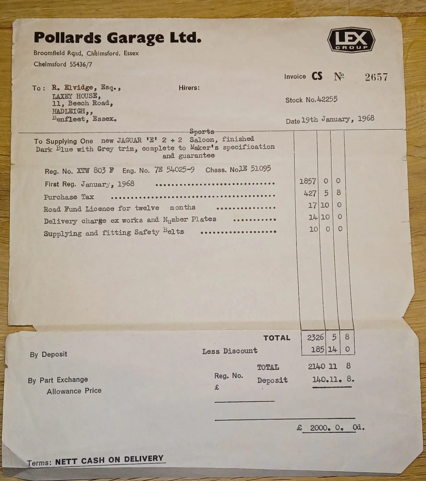 1968 Jaguar E-Type Series 1½ 4.2 2+2 Coupe-Sold