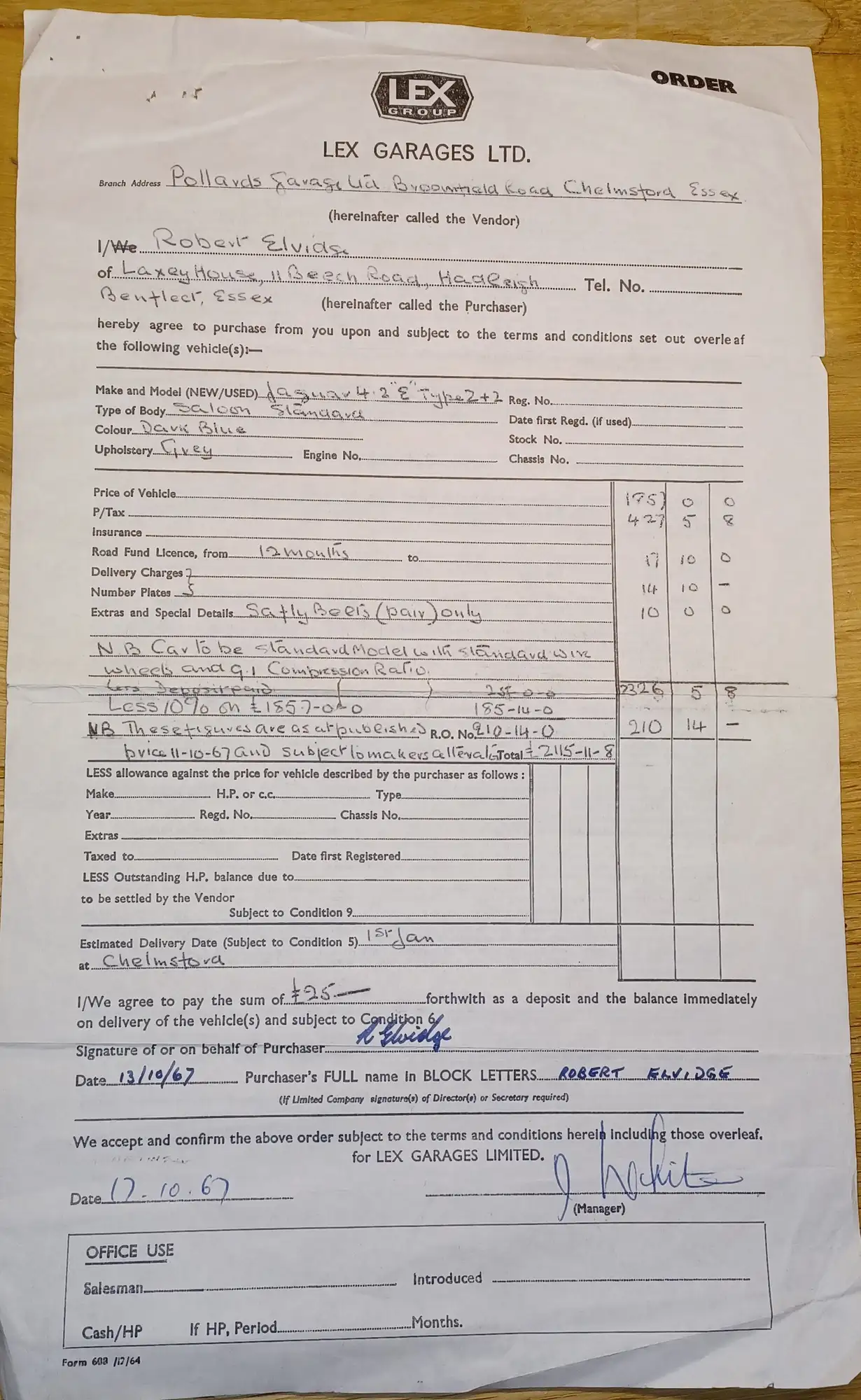 1968 Jaguar E-Type Series 1½ 4.2 2+2 Coupe-Sold