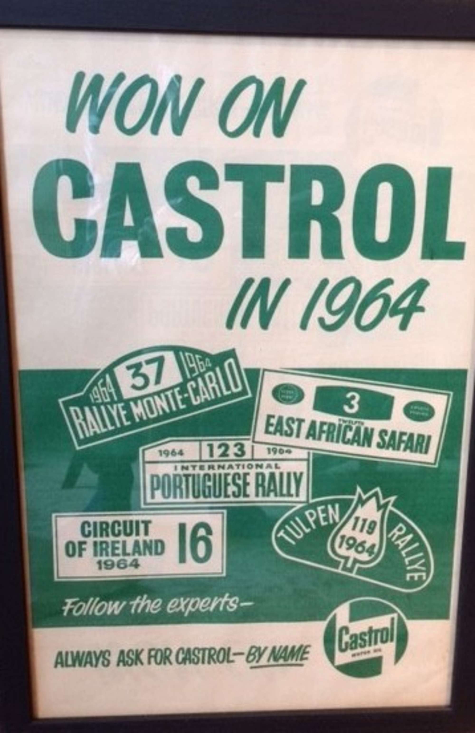 'Won on Castrol in 1964' poster-Sold