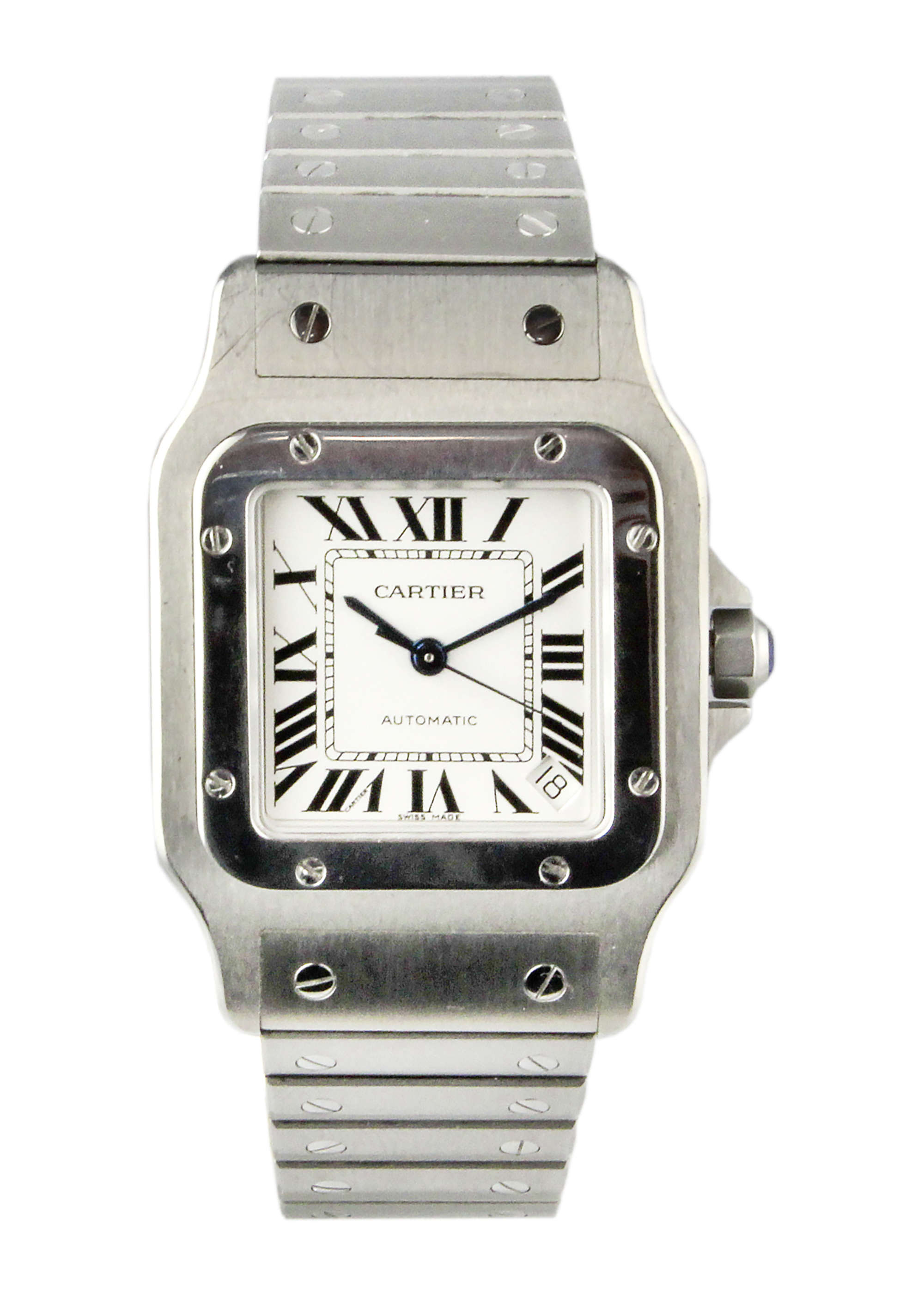 2007 Cartier Santos Large Stainless Steel. Complete with Box-Auction Lot