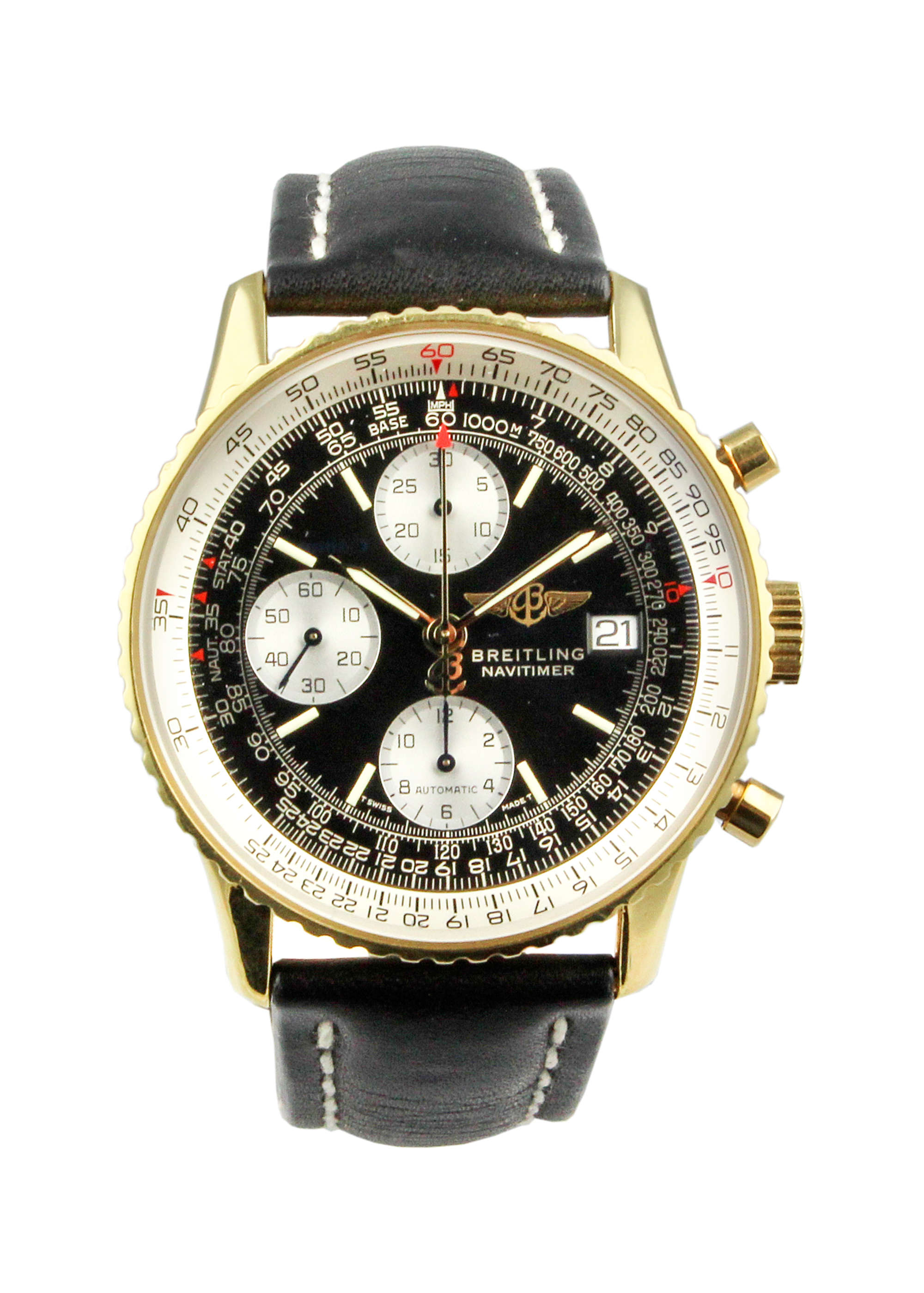 2001 Breitling Navitimer 18ct Yellow Gold with Service Paper-Sold
