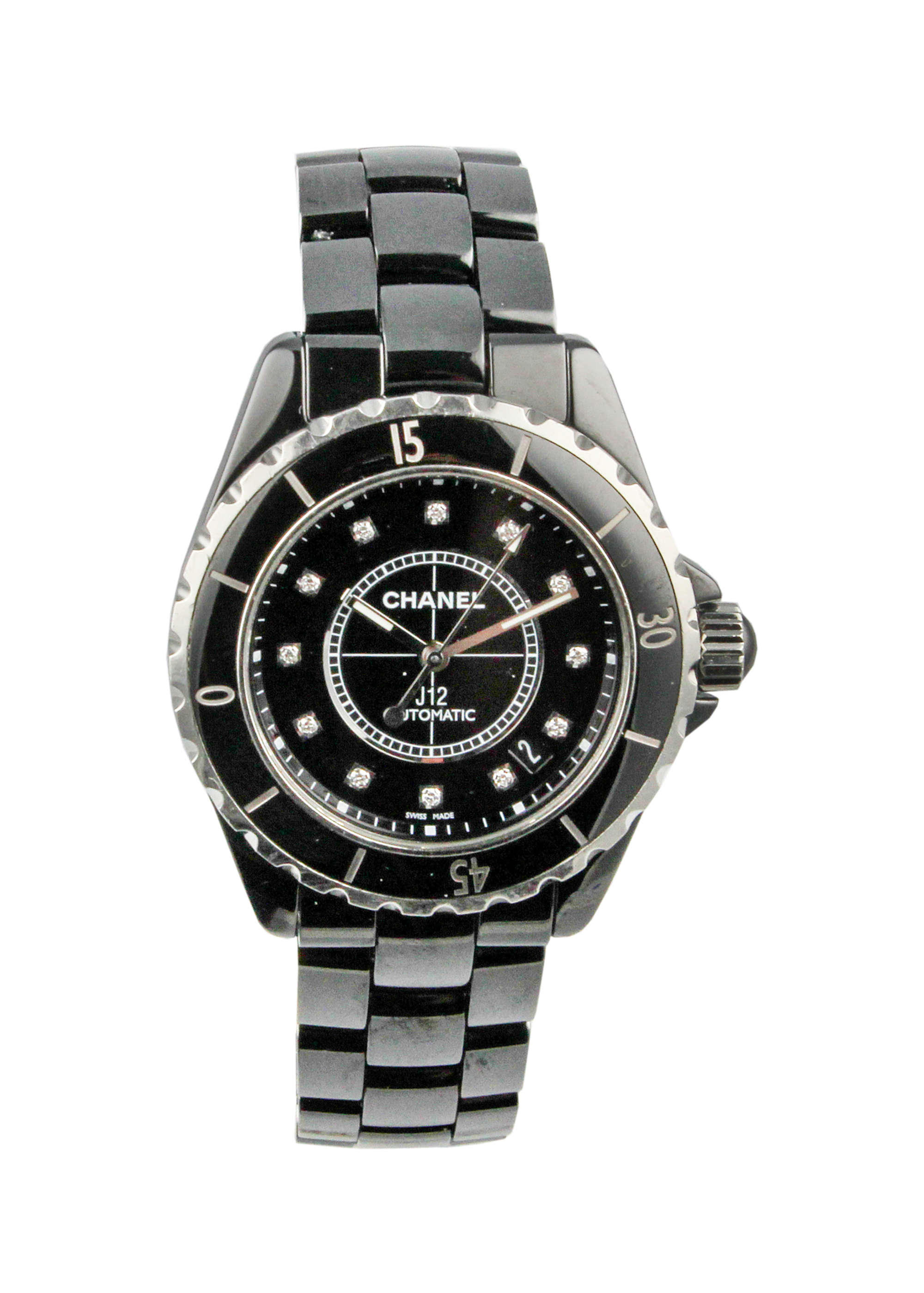 2013 Chanel J12 Black Ceramic with Diamond Dot Dial. Complet-Sold