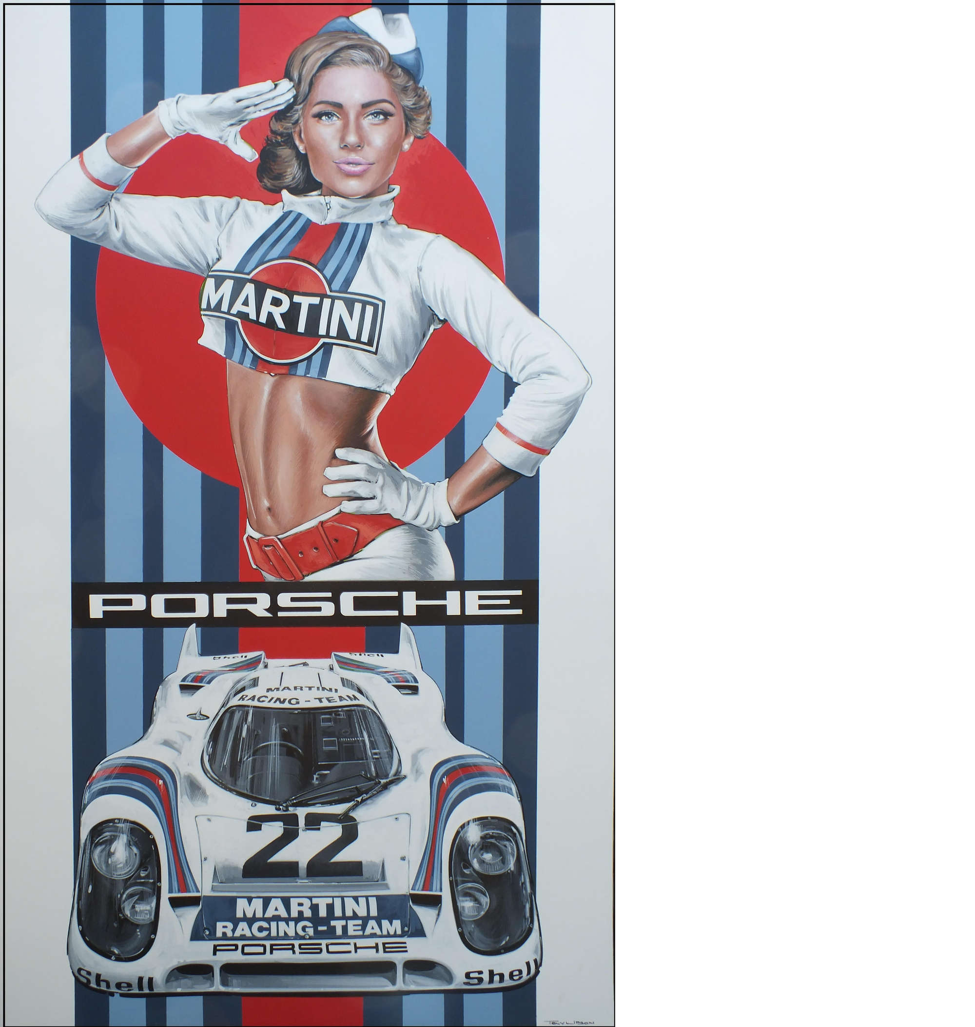 'Martini Racing Team' painting.-Sold