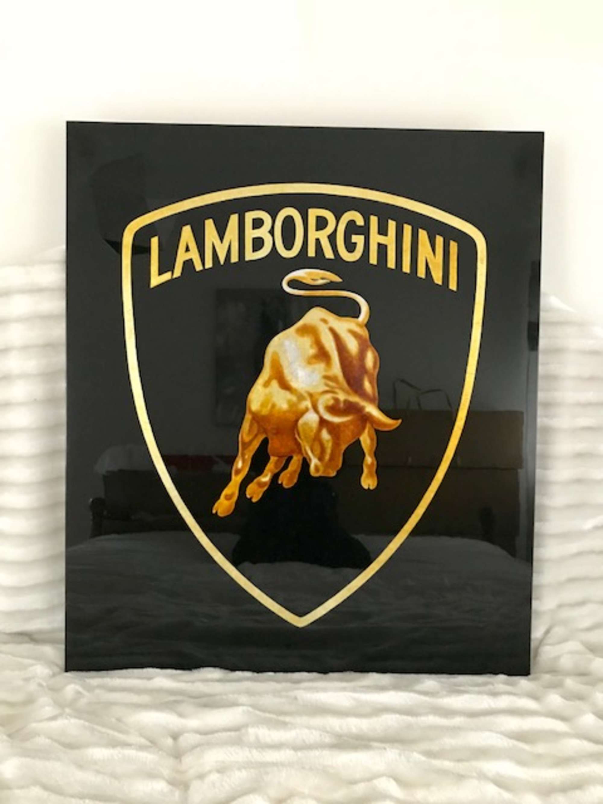 Lamborghini lacquered sign.-Sold