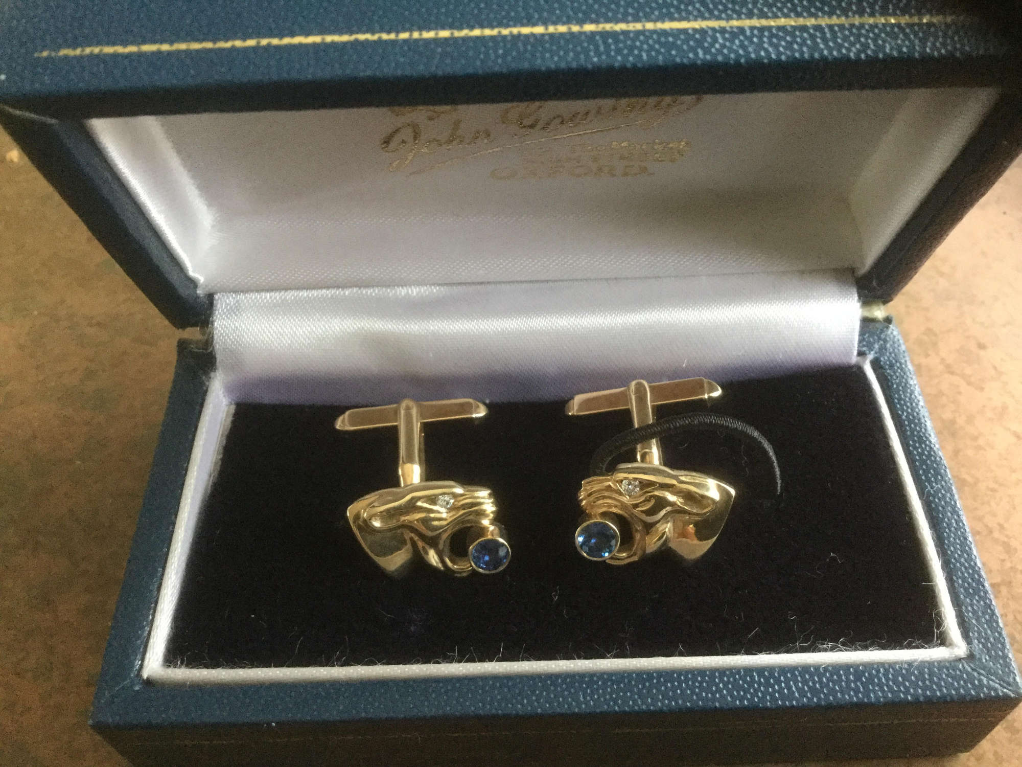 Jaguar Gold Cufflinks.-Sold