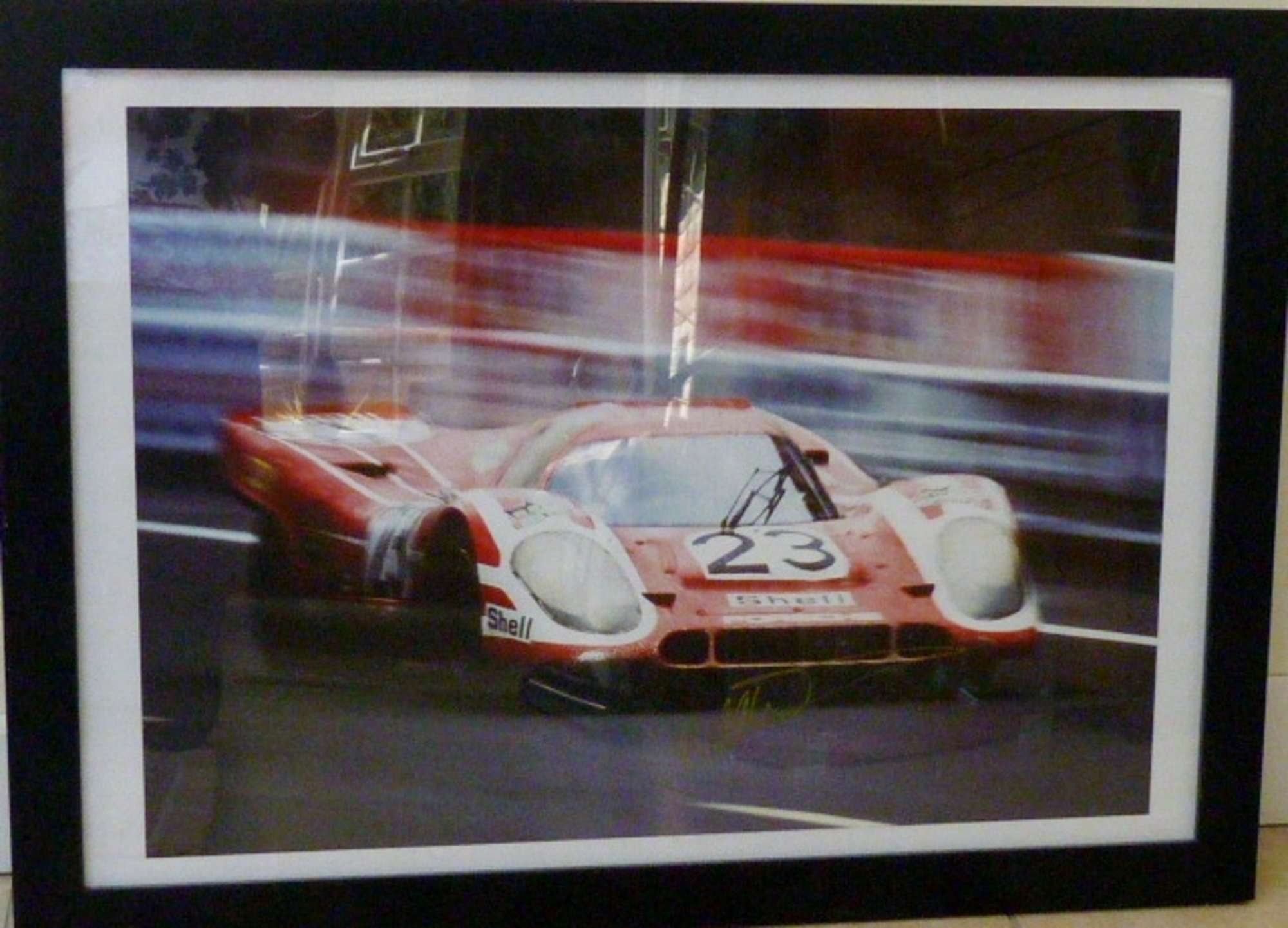 Porsche 917 print signed by Richard Attwood.-Sold