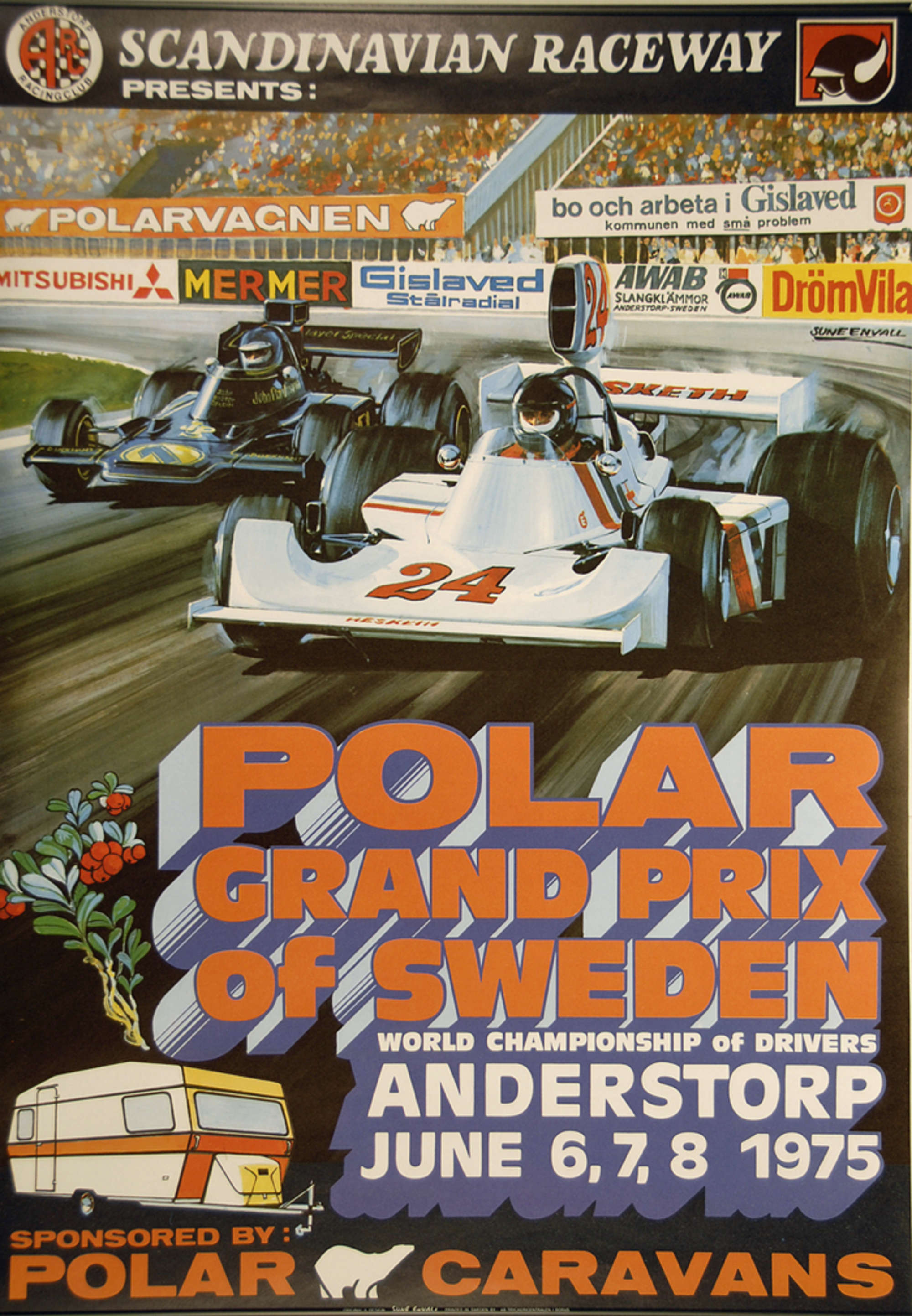  Original 1975 Swedish Formula 1 Grand Prix event poster-Auction Lot