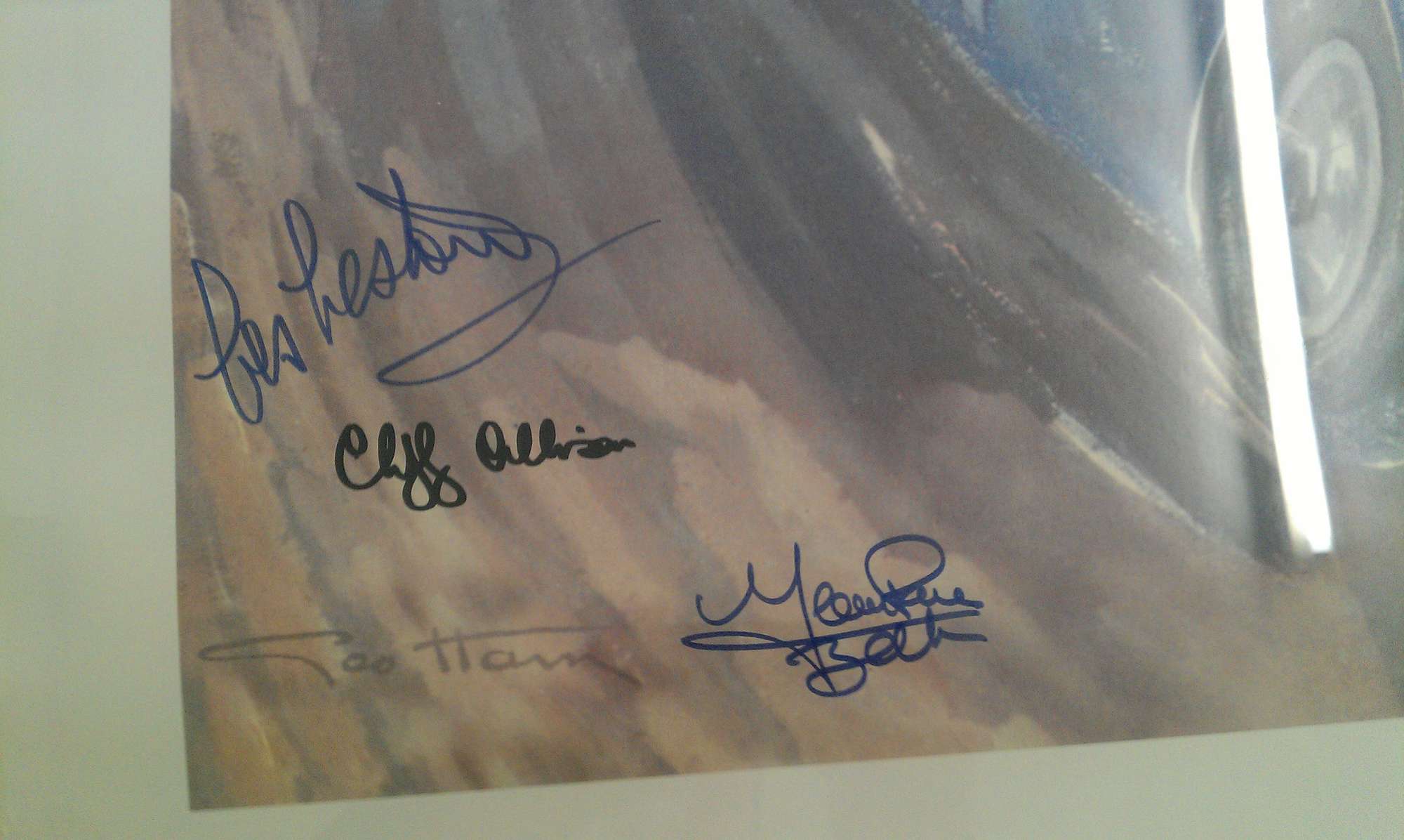 After Geo Ham signed Bugatti race action print-Sold