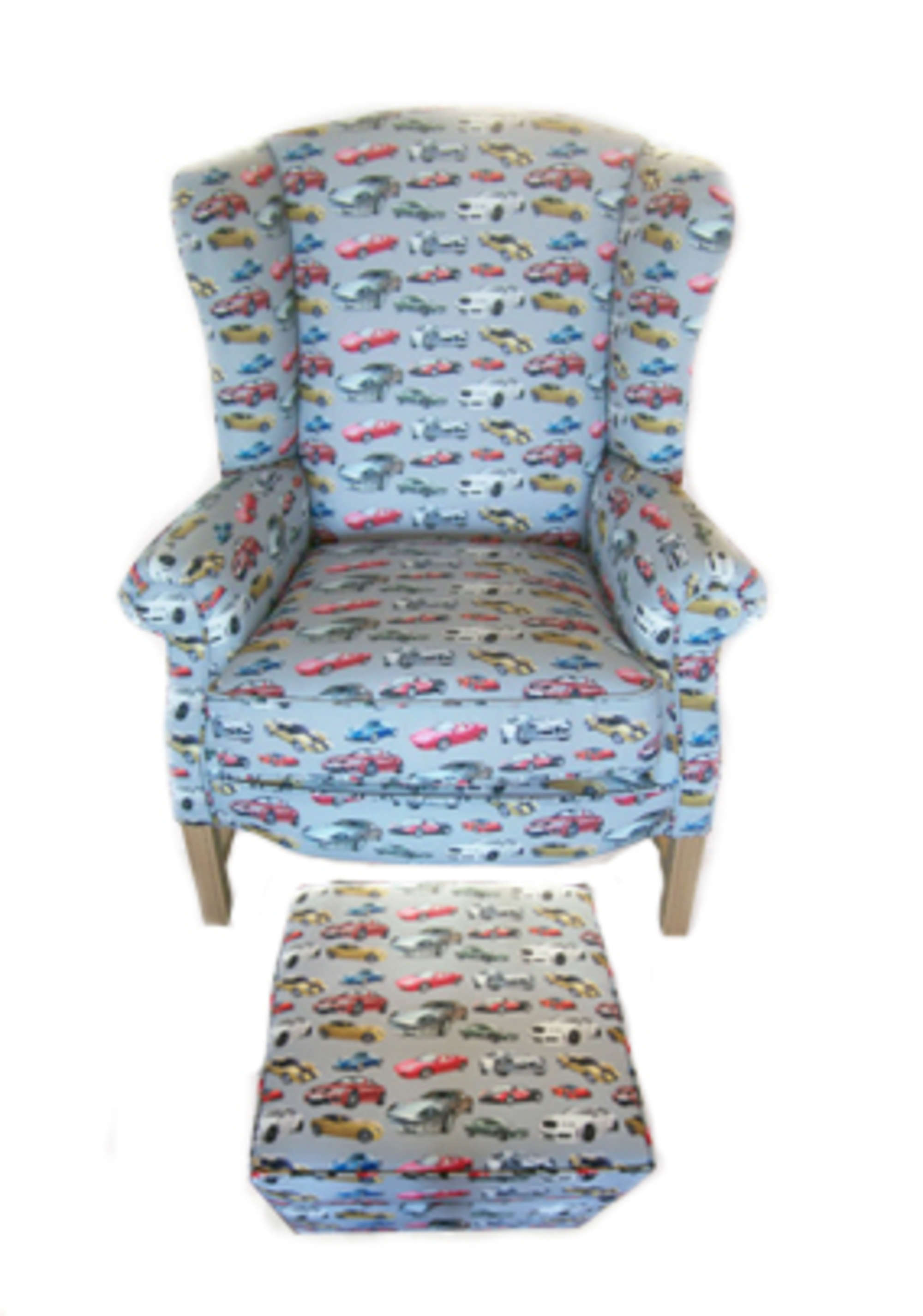 'Dream Car' styled winged back chair & footstool -Sold