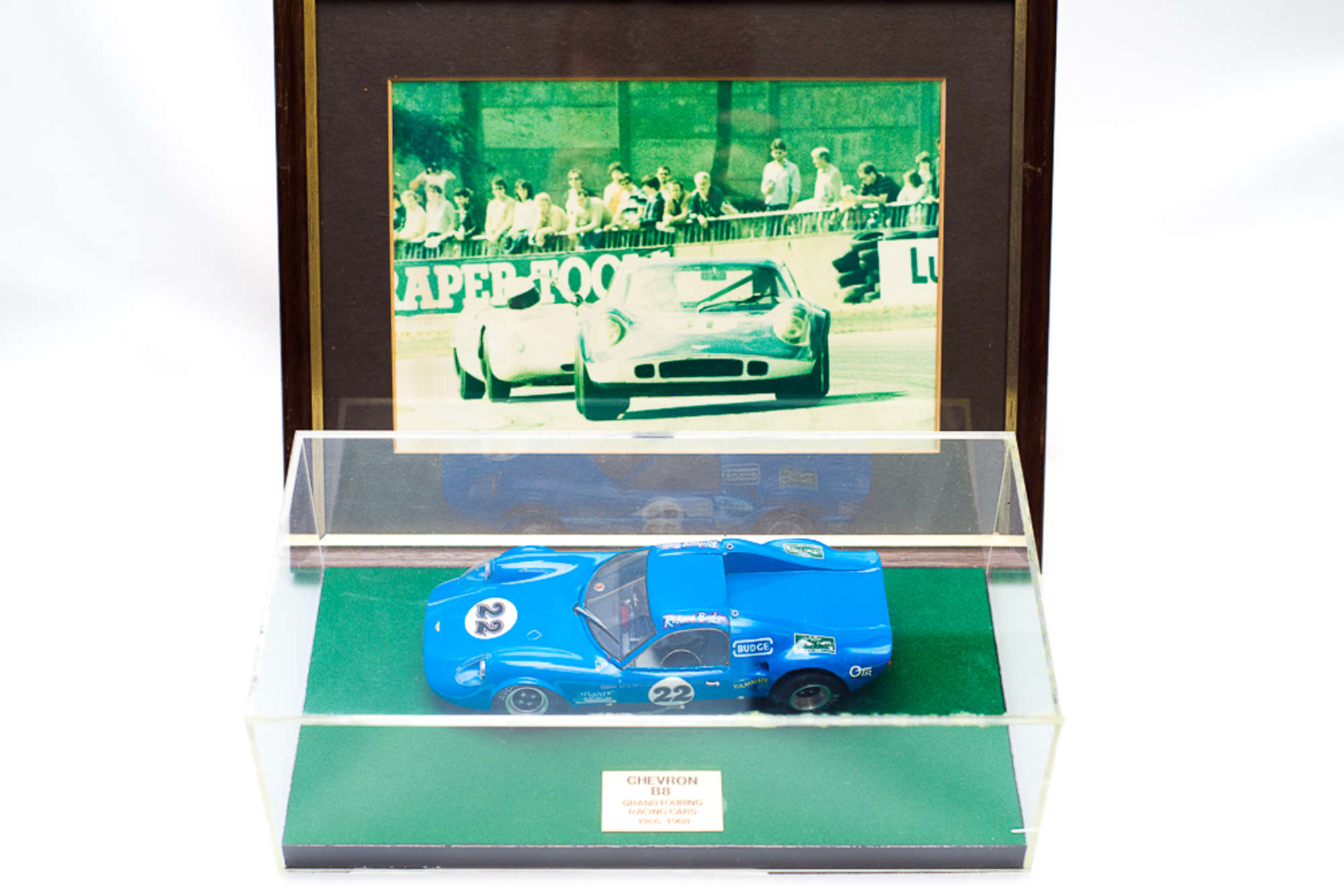 A Chevron B8 Model in case with a Photograph-Sold