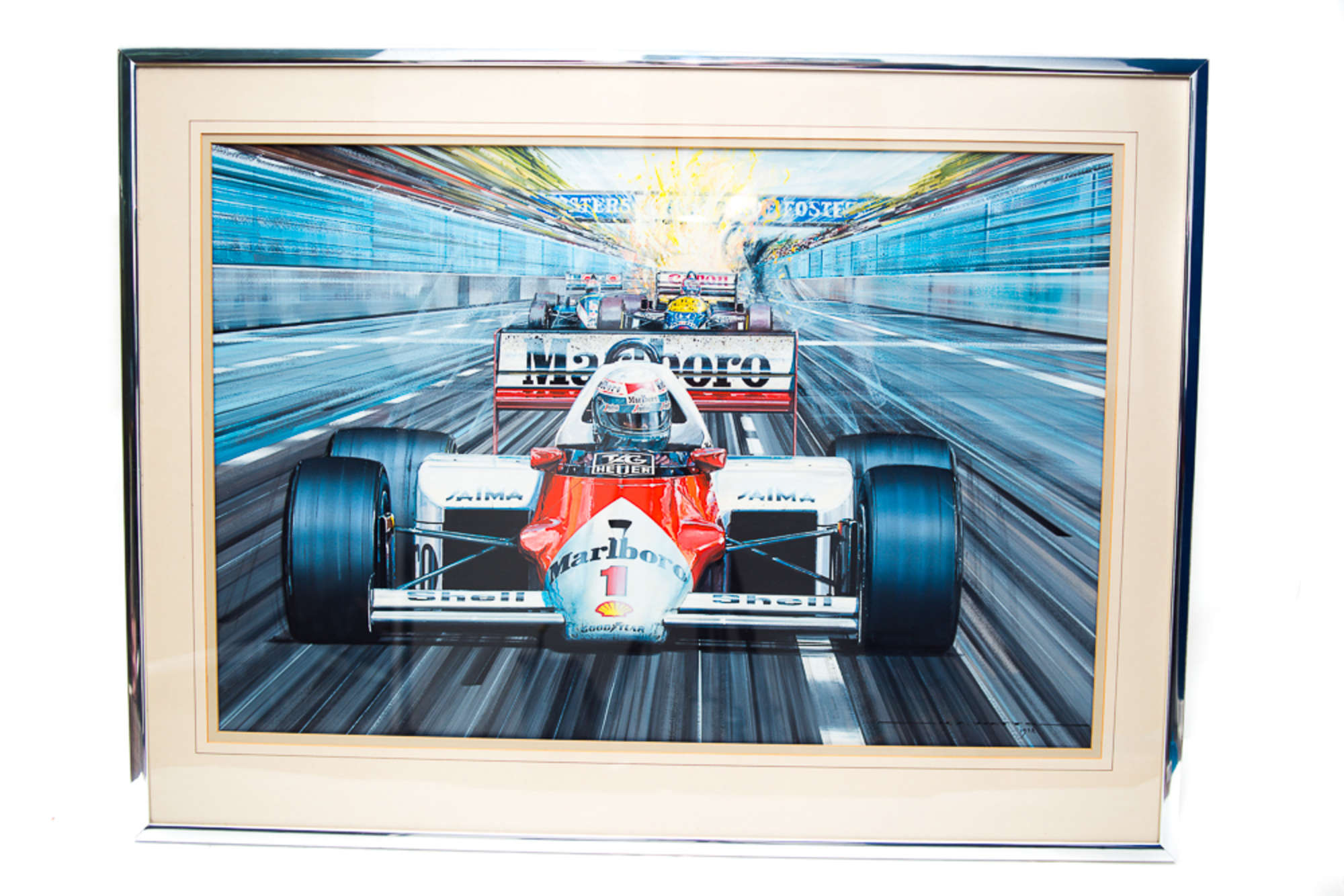Original Nicholas Watts Painting of Prost vs. Mansell, Adela-Sold