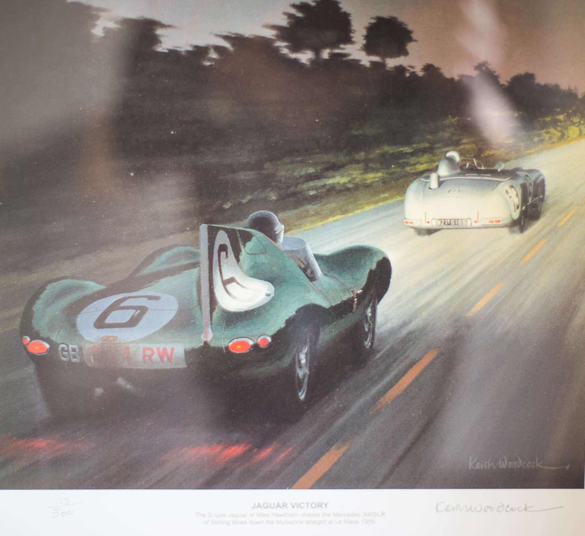 Keith Woodcock print- Jaguar Victory ( Le Mans)-Sold