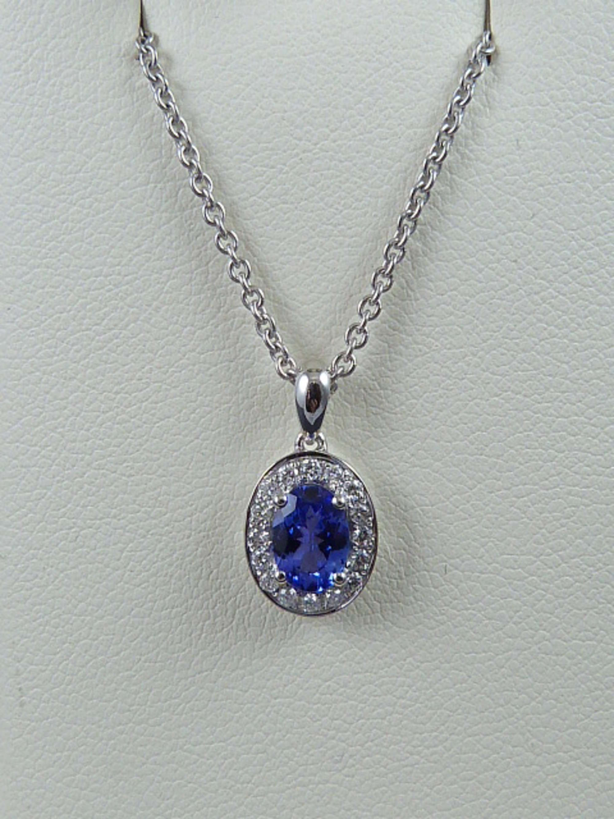 New Diamond and Tanzanite Pendant and Chain-Auction Lot