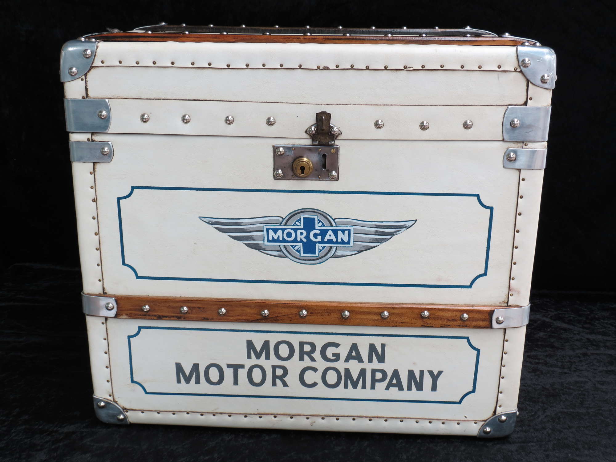 A Cream Leather Army and Navy stores style Travelling Trunk-Sold