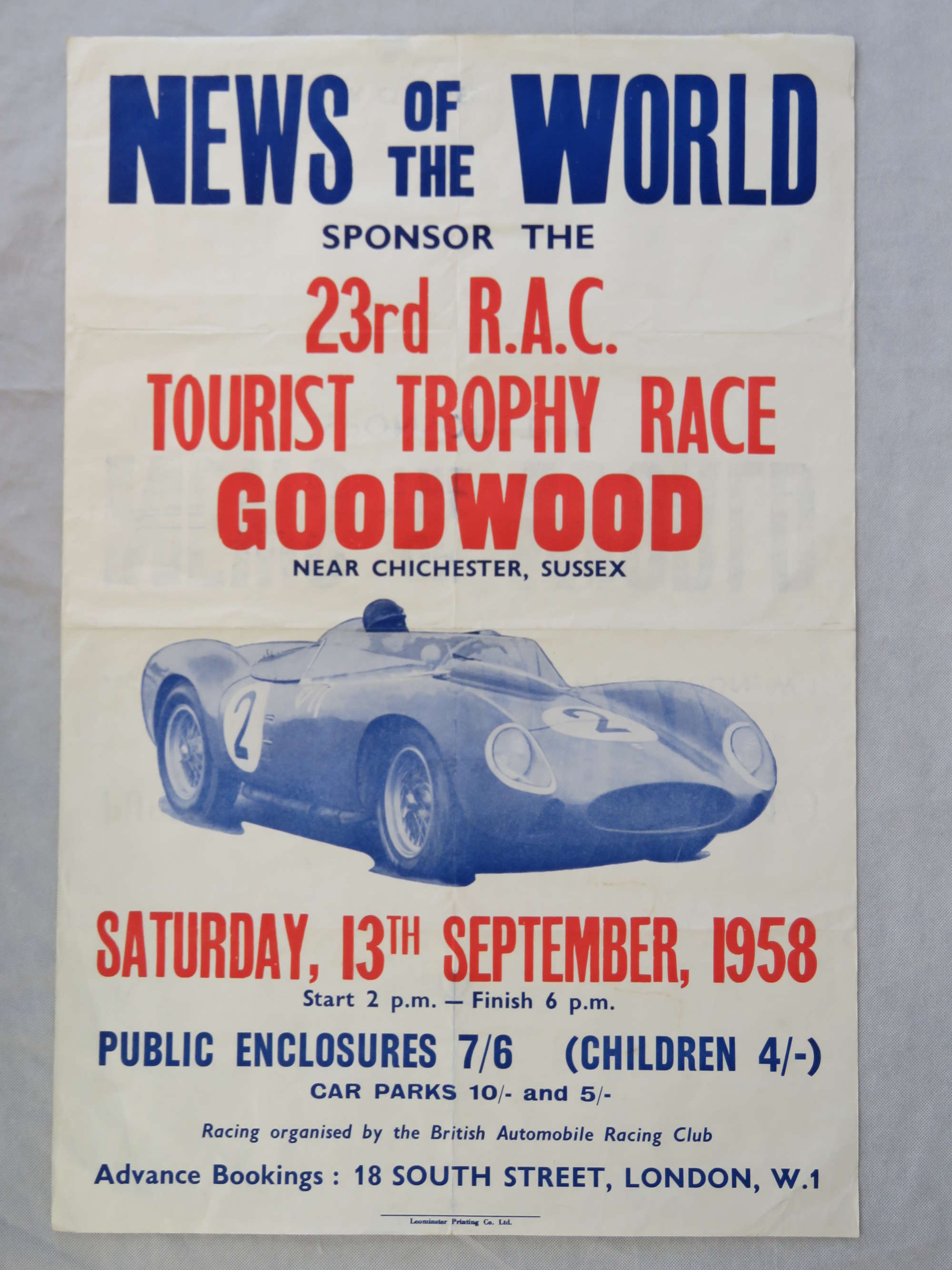 Original Poster for the 1958 Goodwood RAC TT-Sold