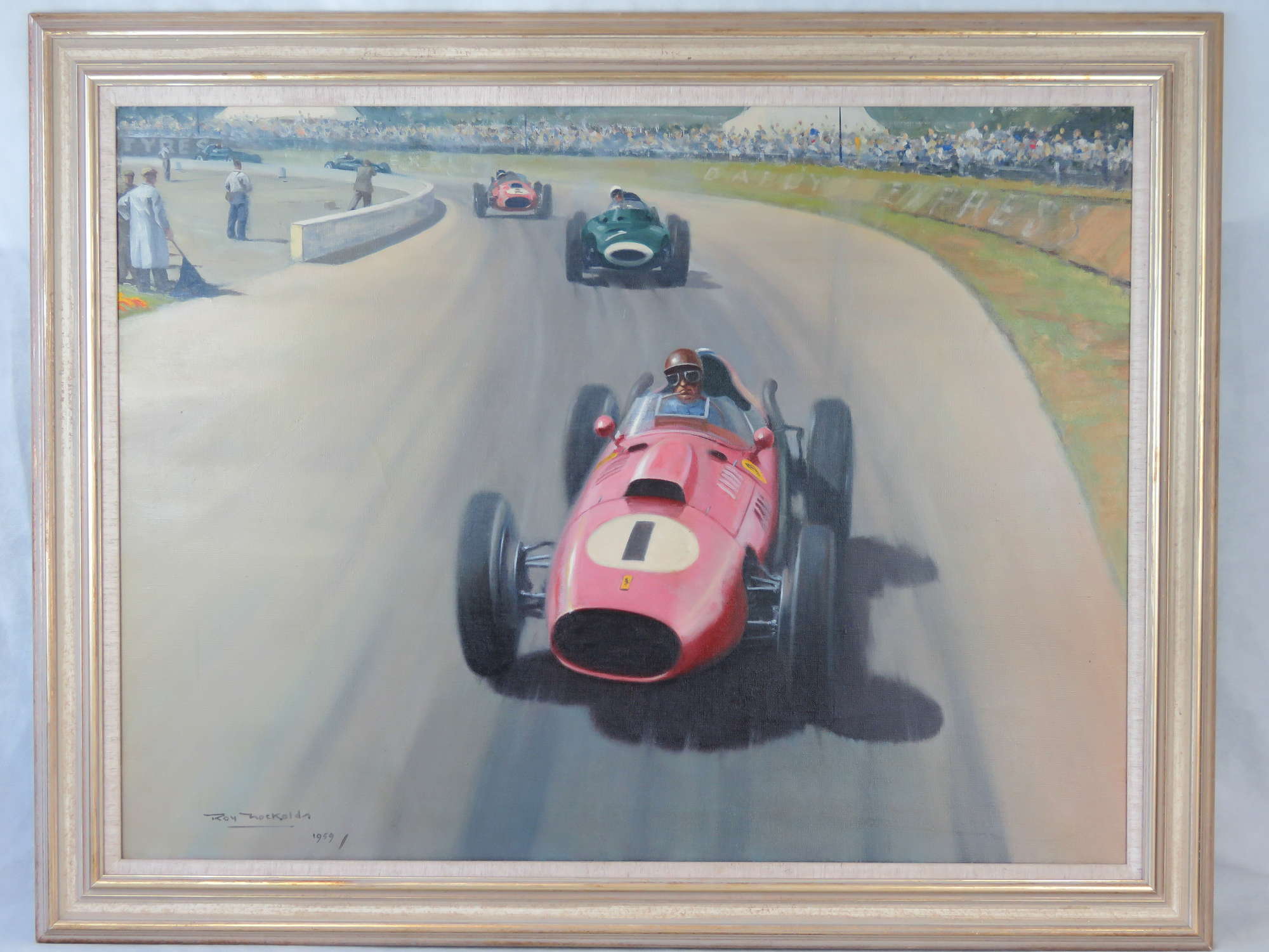 Large Original Painting of Peter Collins and Ferrari Dino at-Auction Lot