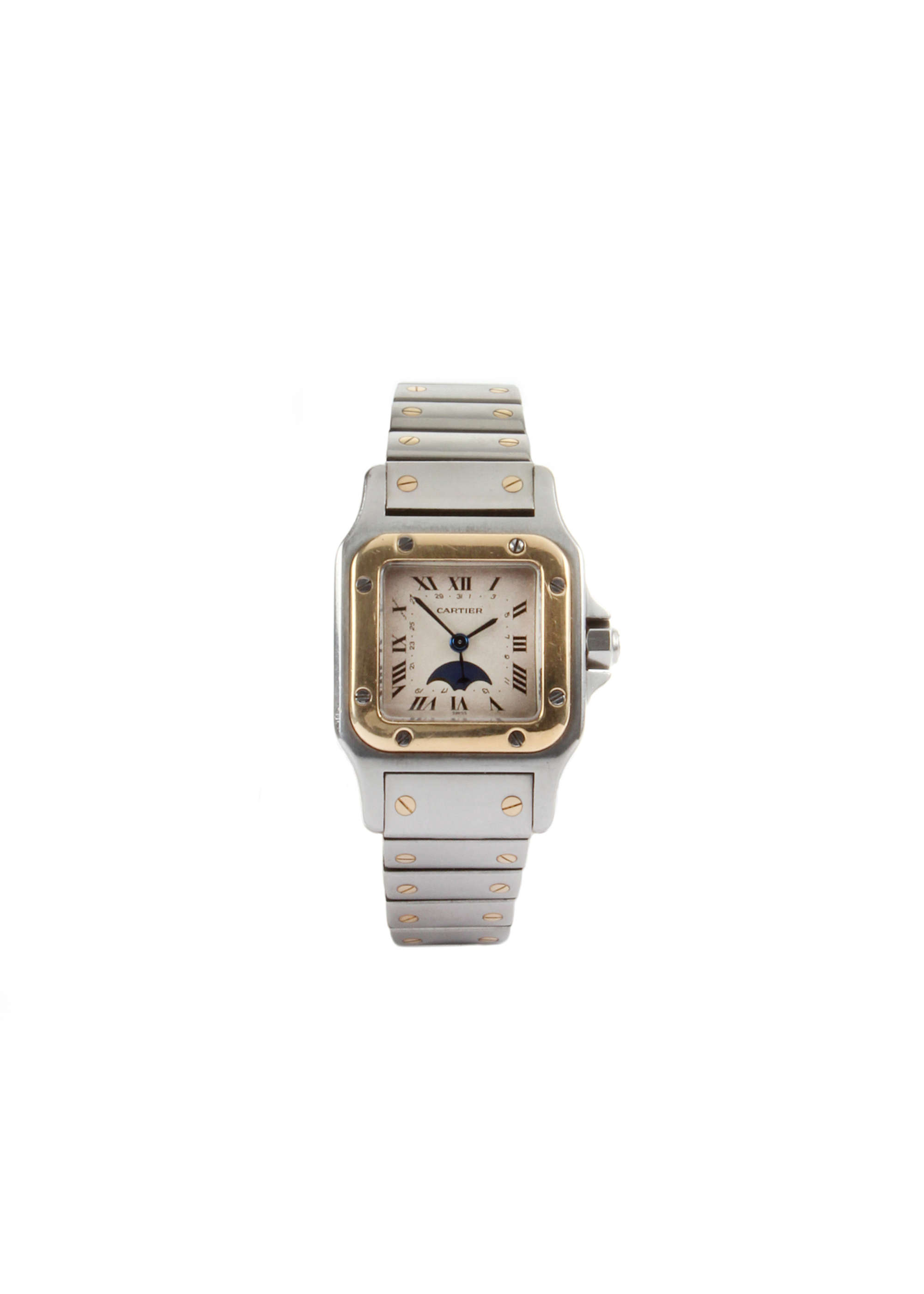 c. 1997 Cartier Santos Ladies Bi metal Moon phase-Auction Lot