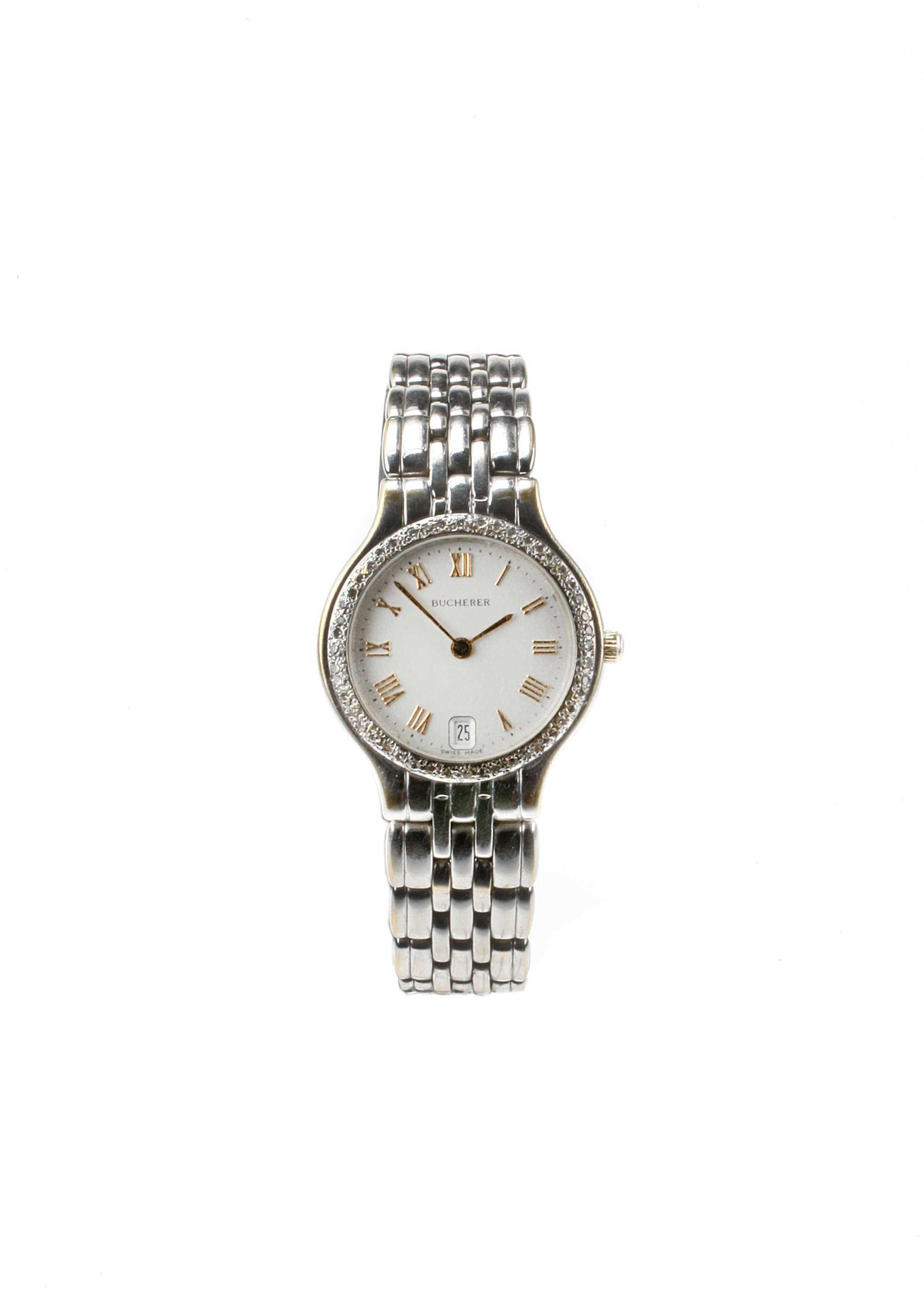 2000 Bucherer Ladies 18ct with Diamond bezel complete with p-Auction Lot