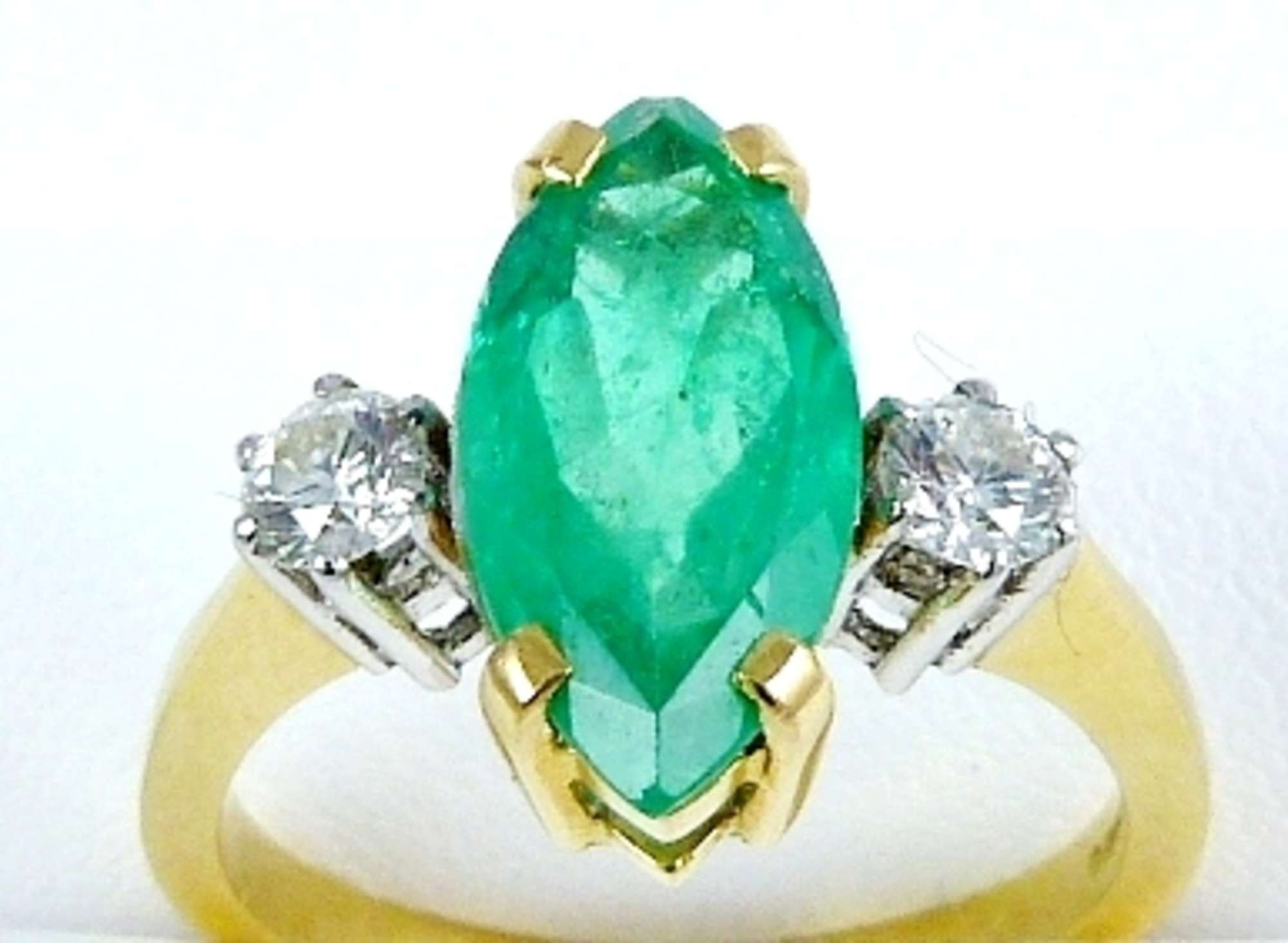 Emerald and Diamond Marquise Ring-Auction Lot