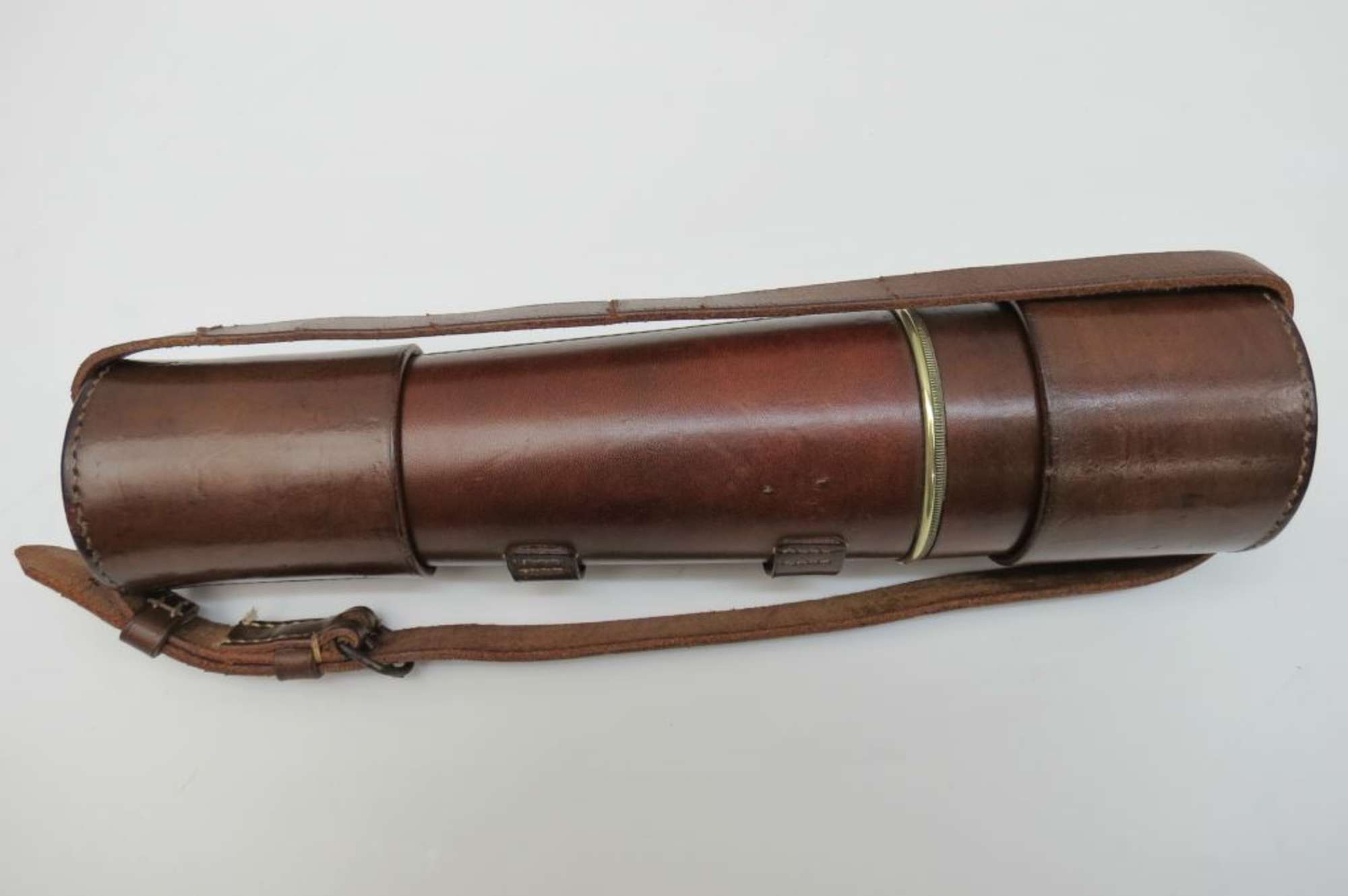 A fine four drawer and single drawer sunshade brass and leat-Auction Lot