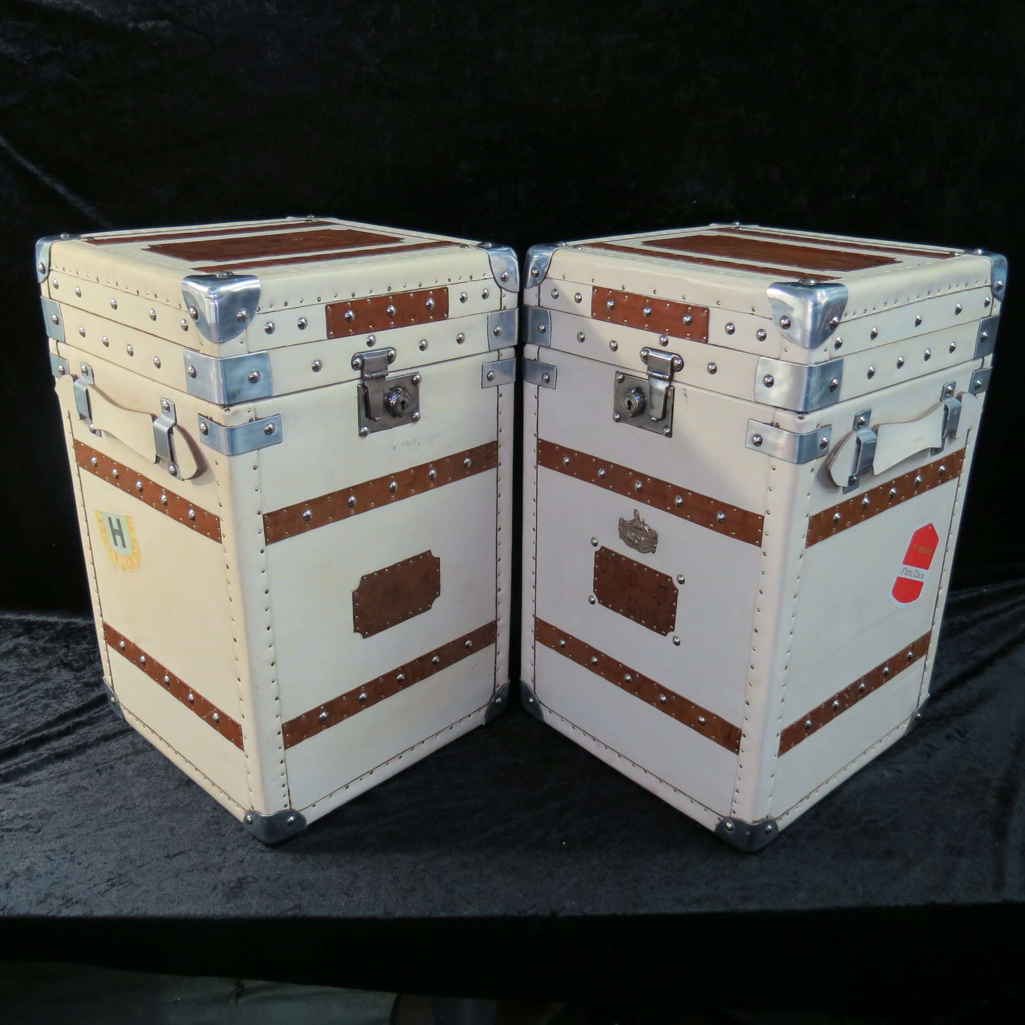 A pair of very smart, Army & Navy Travel Trunks-Auction Lot