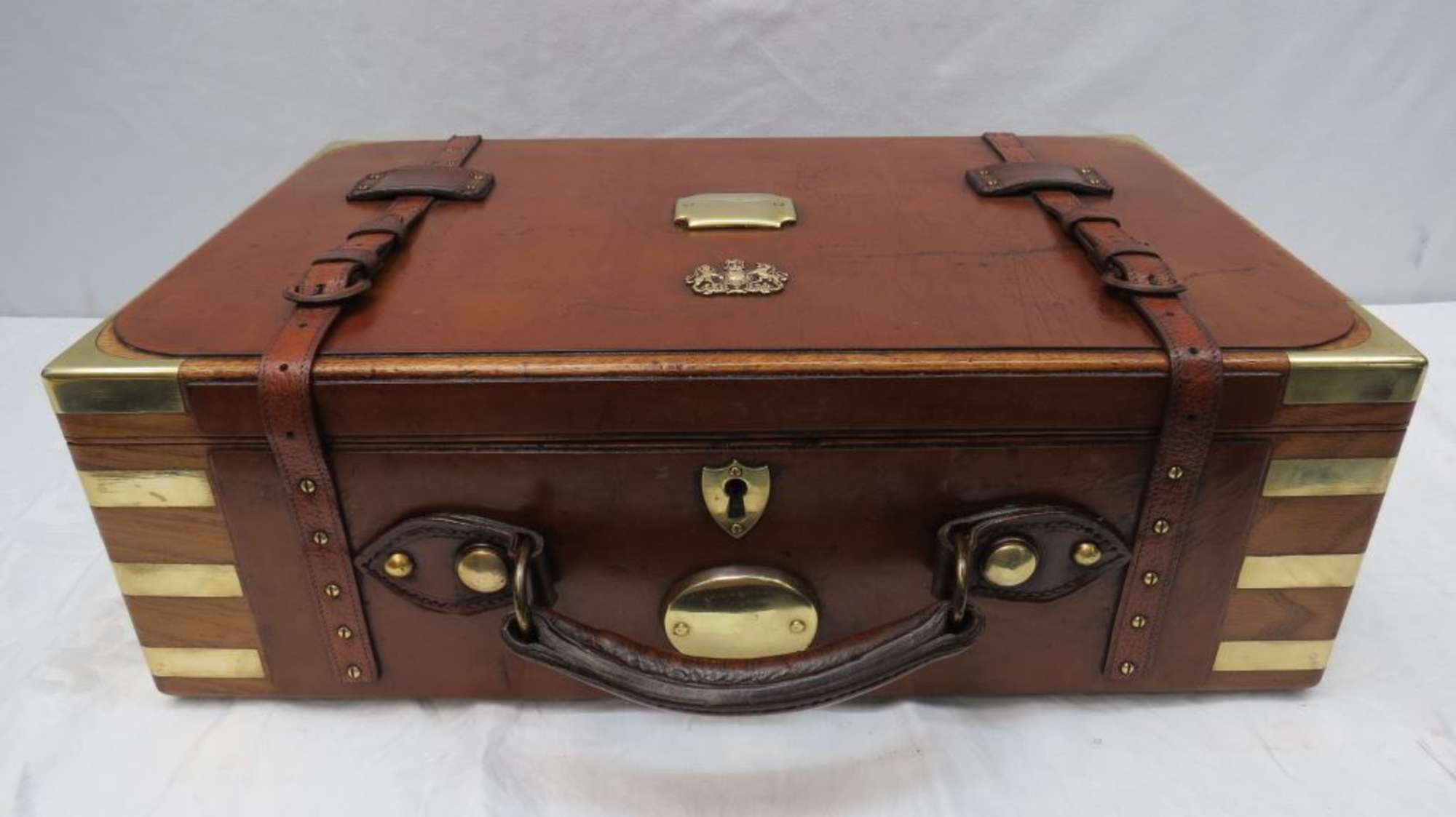 A fine oak and leather covered Dispatch or Orders Box.-Sold