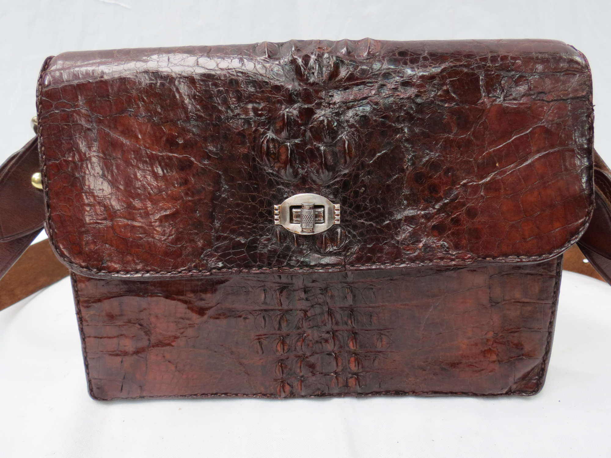 A horned crocodile skin Shoulder Bag-Sold