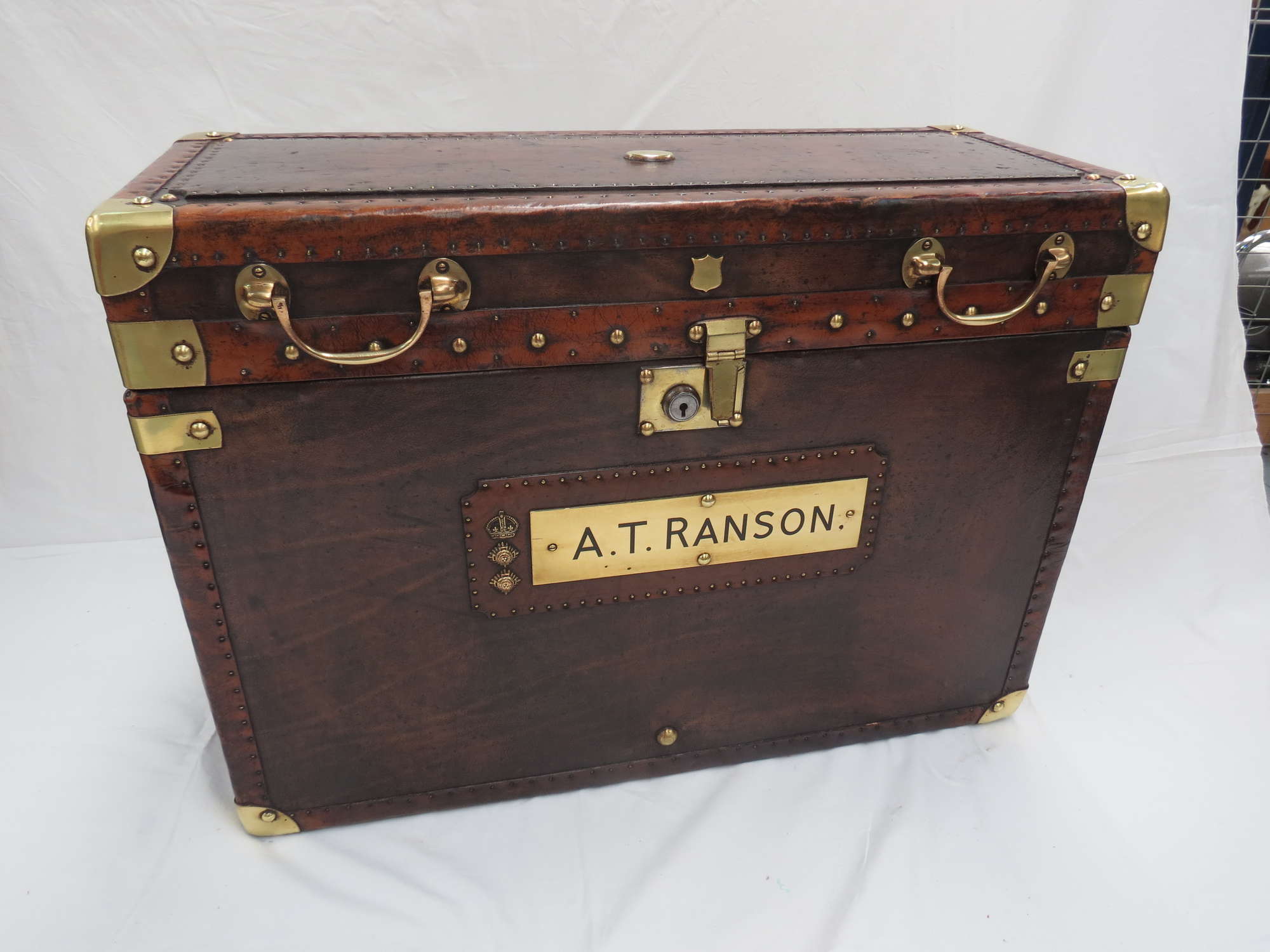 An 'Army and Navy'  leather covered polo Boot Box-Sold