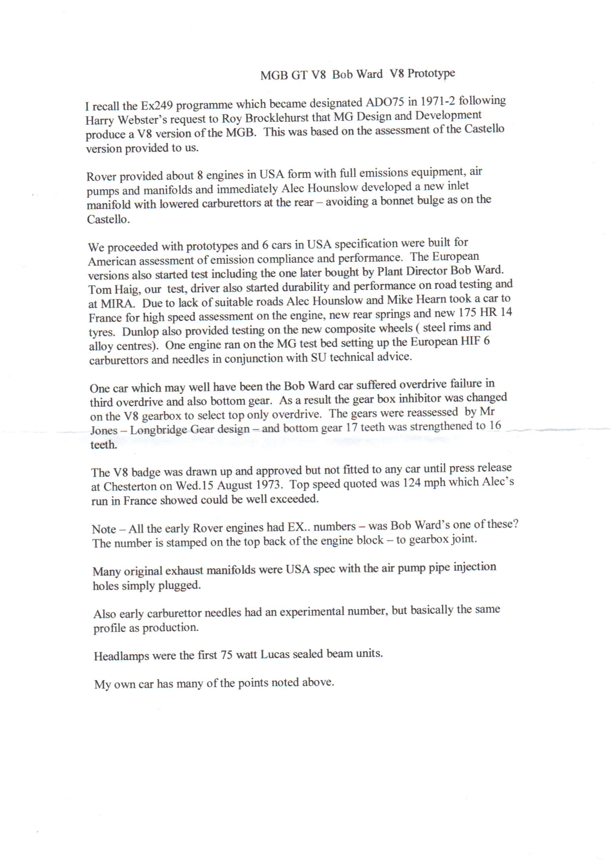 1972 MGBGT V8 Prototype-Sold