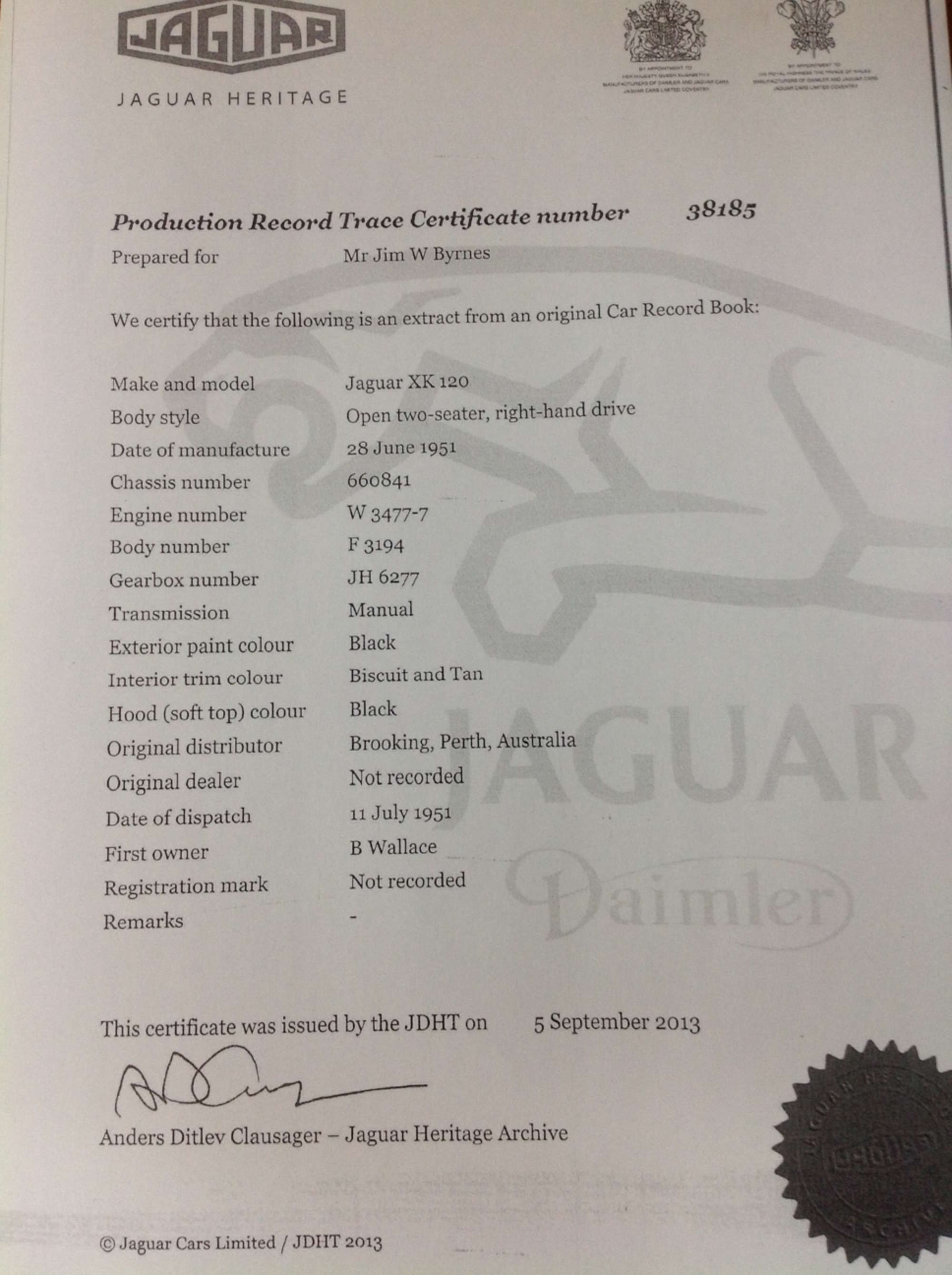 1951 Jaguar XK120 Open Two Seater -Sold