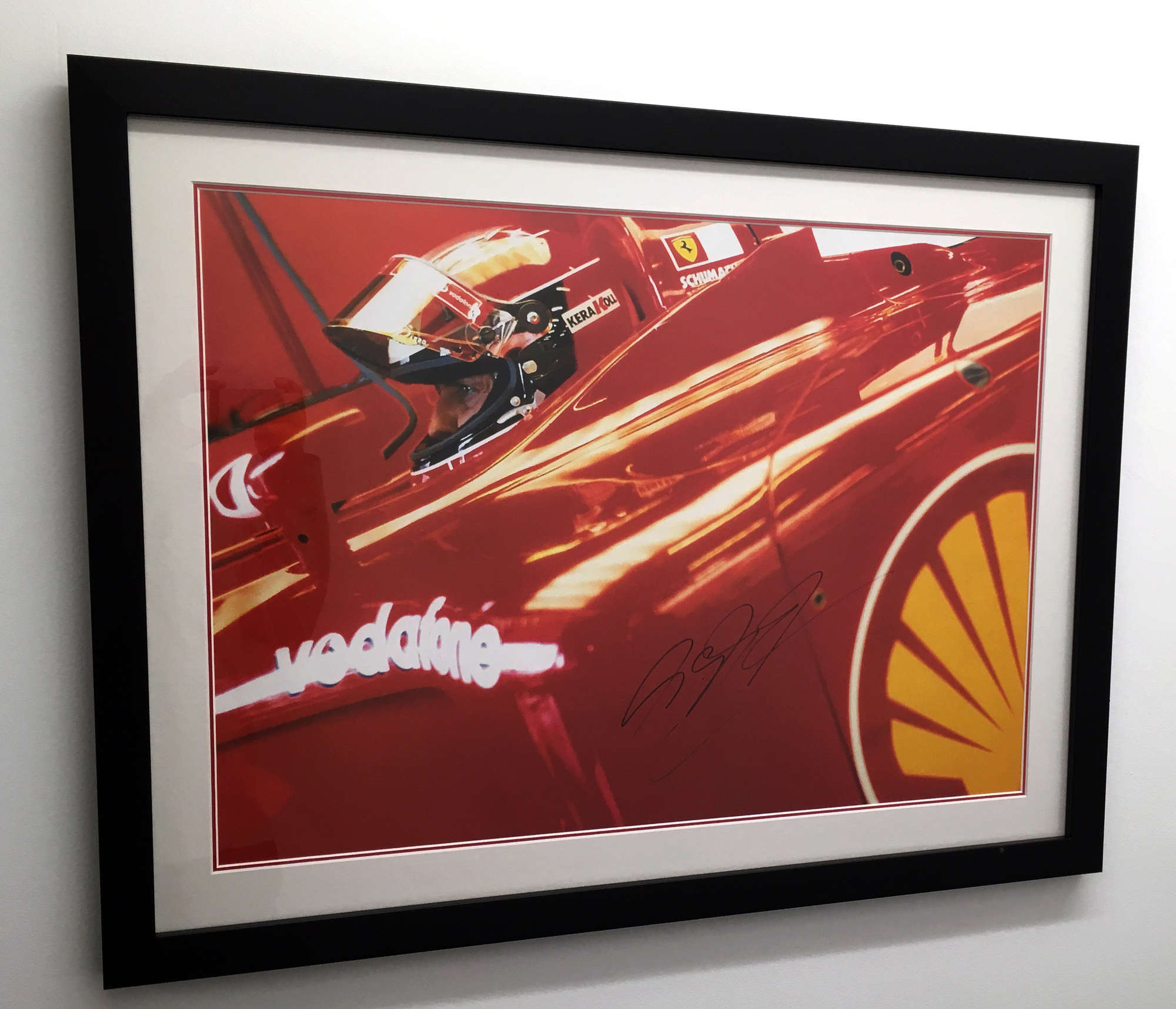 Michael Schumacher signed Ferrari, Shell poster -Sold