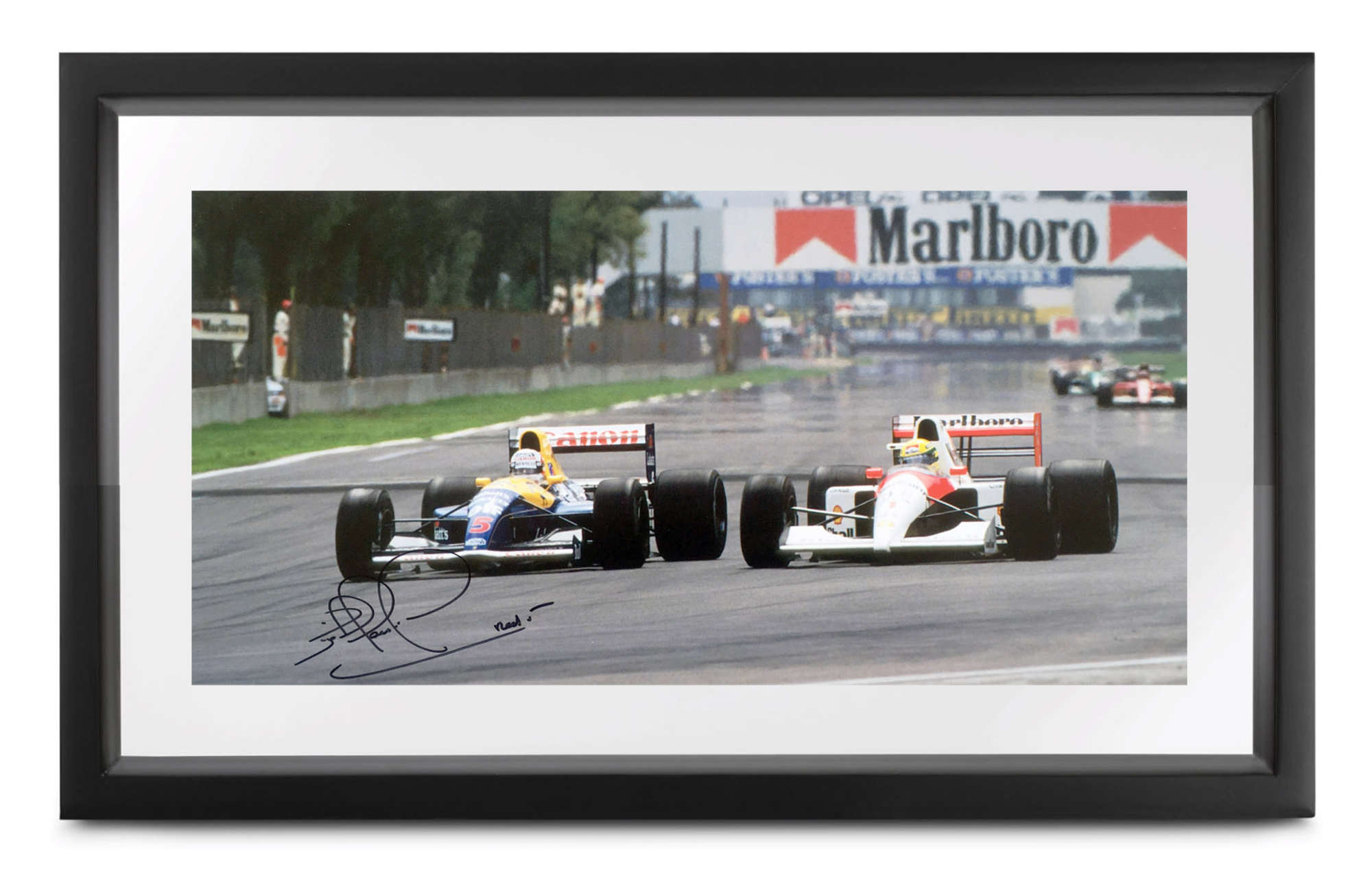 Senna vs Mansell, photograph.-Sold