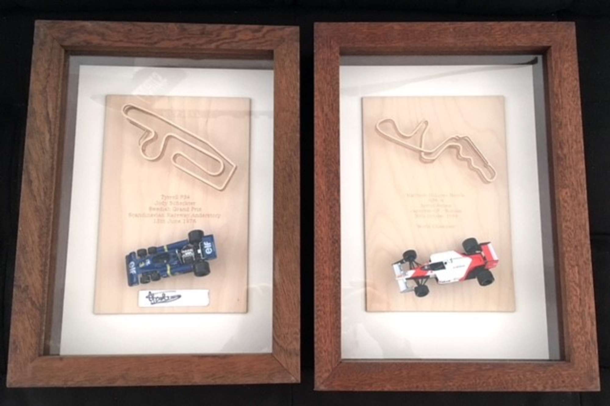 Pair of 3D wooden circuits.-Sold